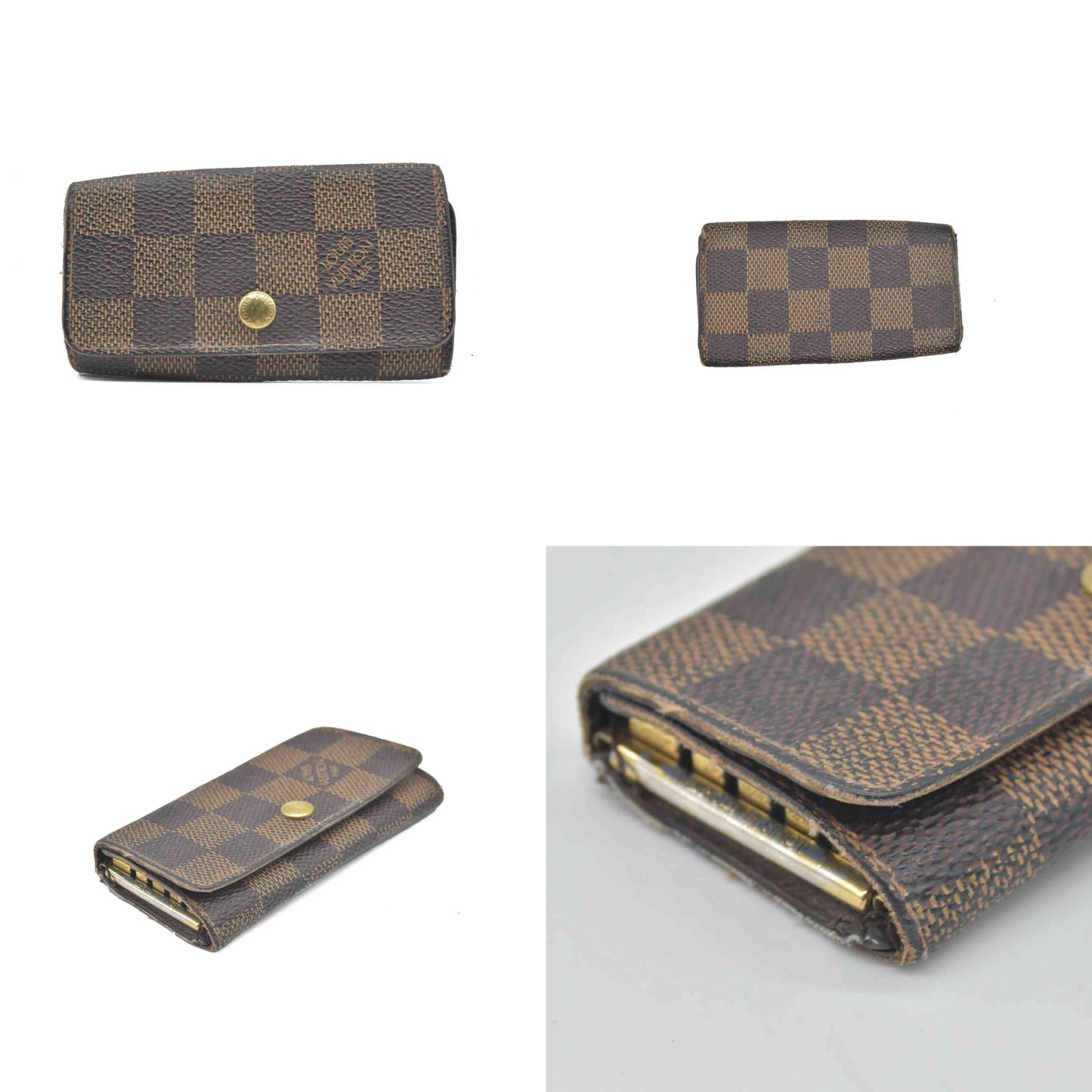 $345 2000 Louis Vuitton  Damier Ebene Multicles 4 Key Holder FL0026 CONSIGNMENT