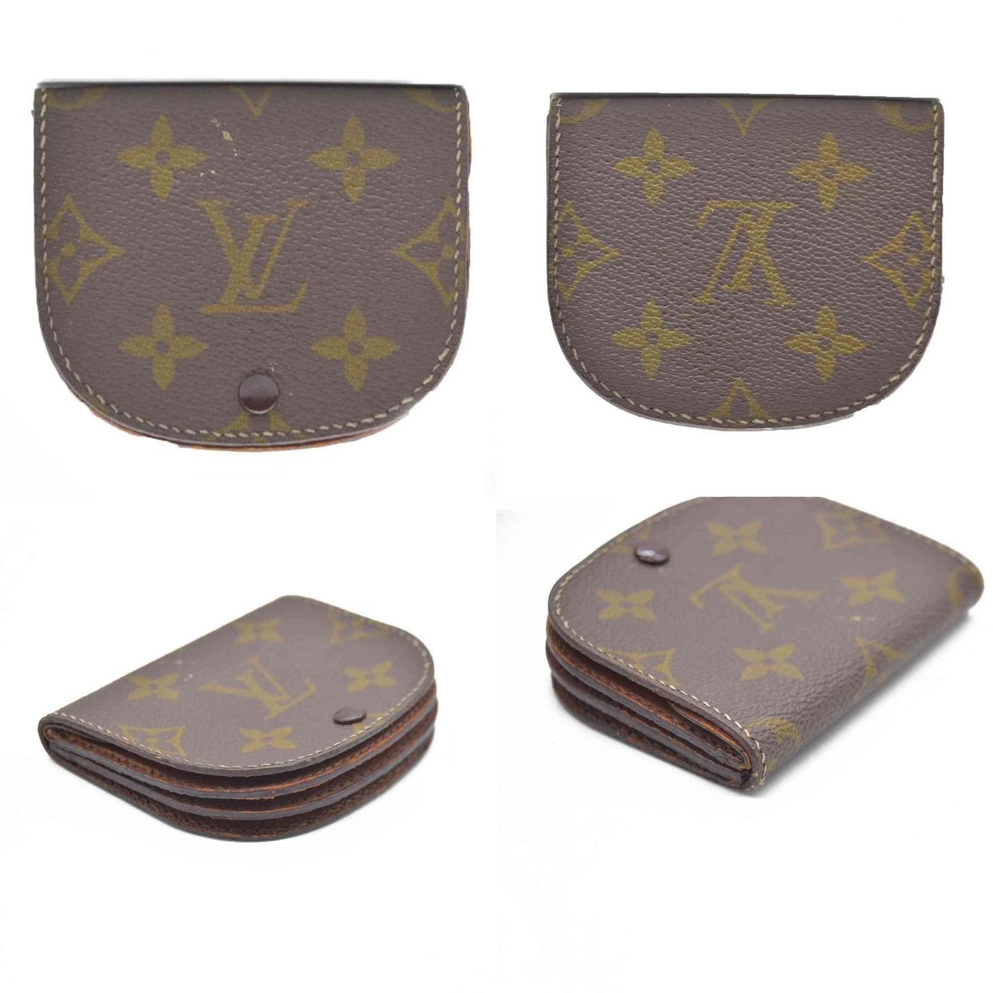 Louis Vuitton Monogram Porte Monnaie Gousset Coin Purse wallet Brown