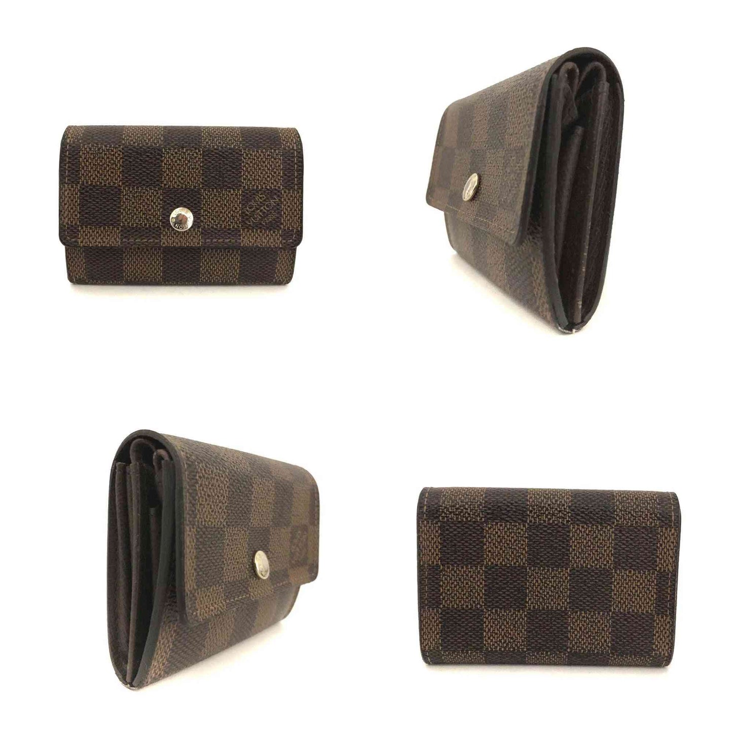 Louis Vuitton Damier Porte Monnaie Plat Coin Purse Wallet Brown MI4037