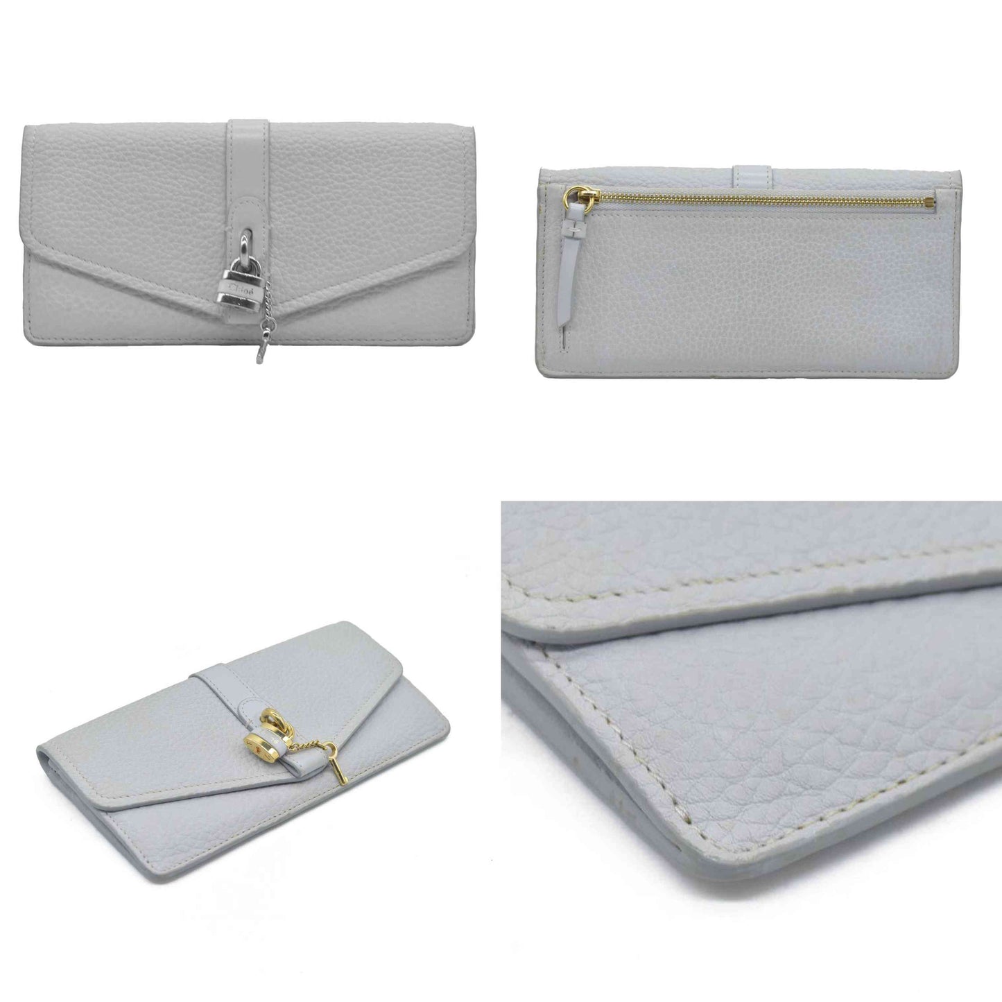 $495 Chloe Aby Padlock Leather Bifold Long Wallet