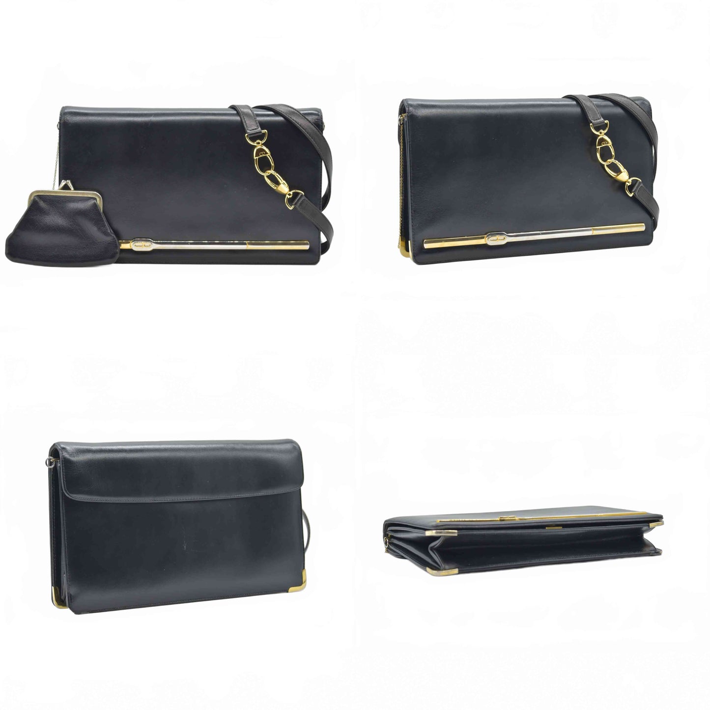 $1290 Christian Dior Shoulder Bag Black Leather