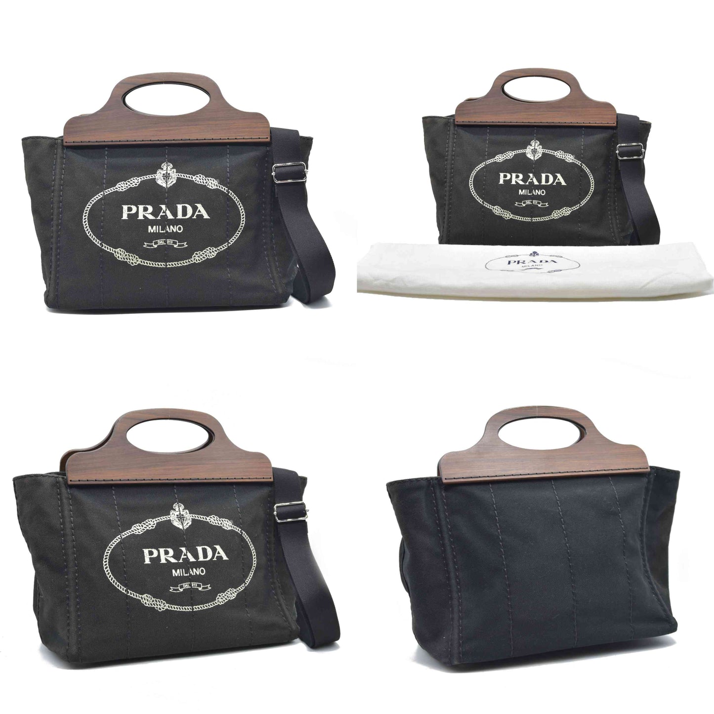 Prada Canvas Wood Handle Canapa Logo Satchel 2013