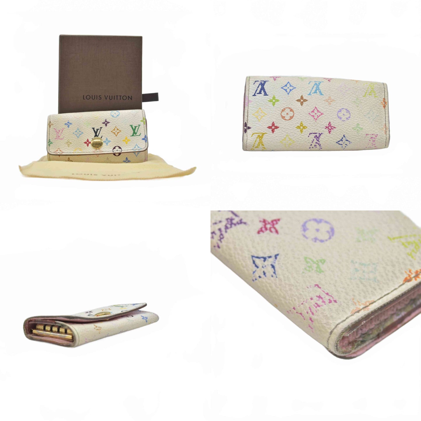 $330 2014 LOUIS VUITTON Monogram Multicolor Multicles 4 Ring Key Case CT3154