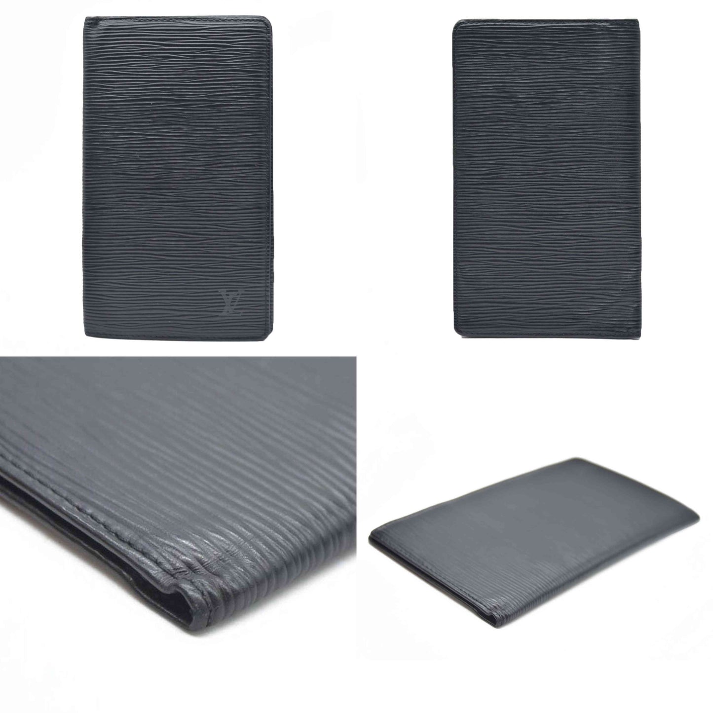 AUCTION $545 Louis Vuitton Epi Porte Chequier Credit Leather Long Wallet Black CA0042