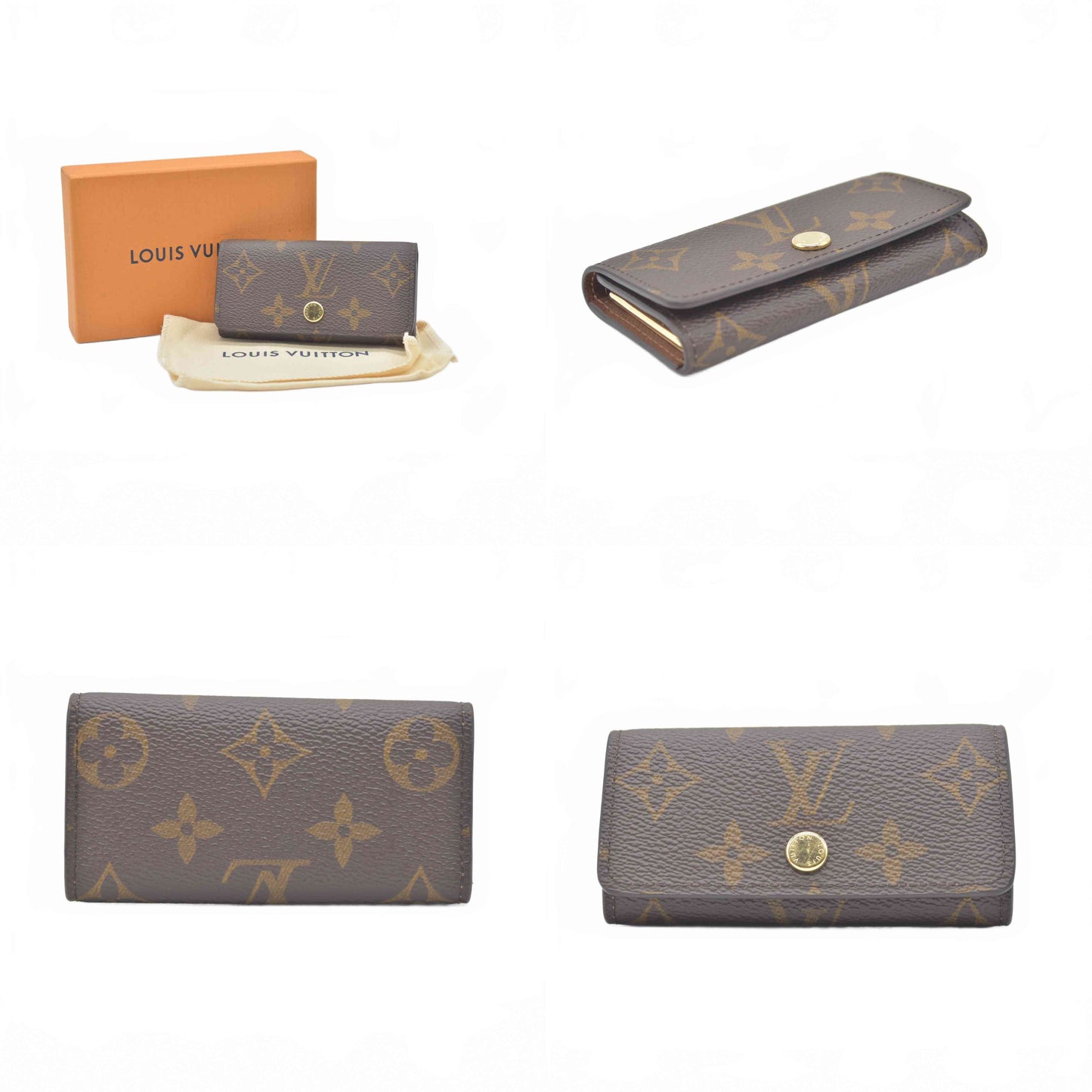 $345 RFID Louis Vuitton Monogram Multicles 4 Ring Key Case Brown