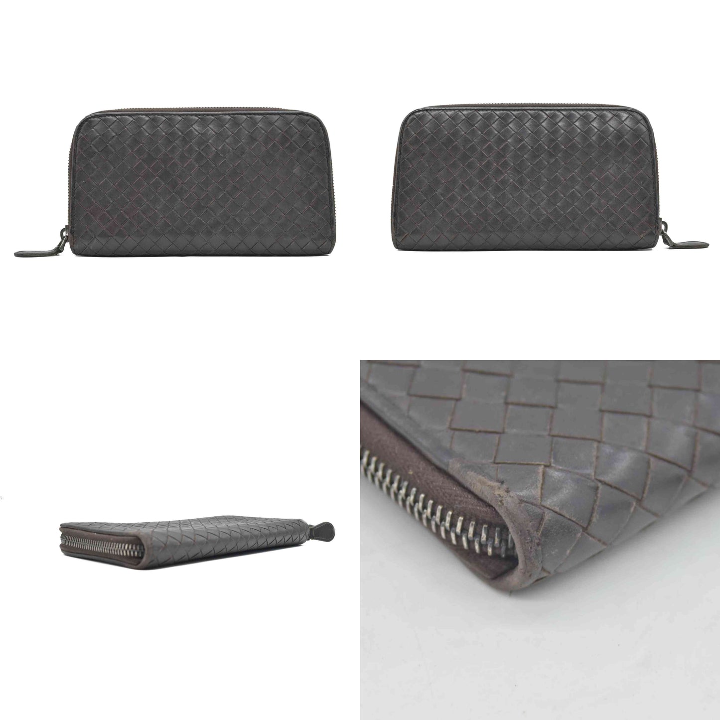 $1100 Bottega Veneta Nappa Intrecciato Zip Around Wallet CONSIGNMENT