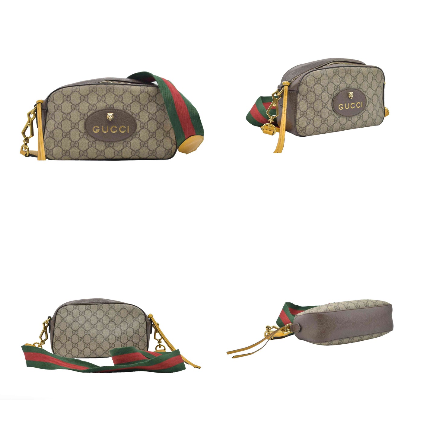 Gucci GG Supreme Monogram Web Neo Vintage Shoulder Bag Beige New Acero Crop