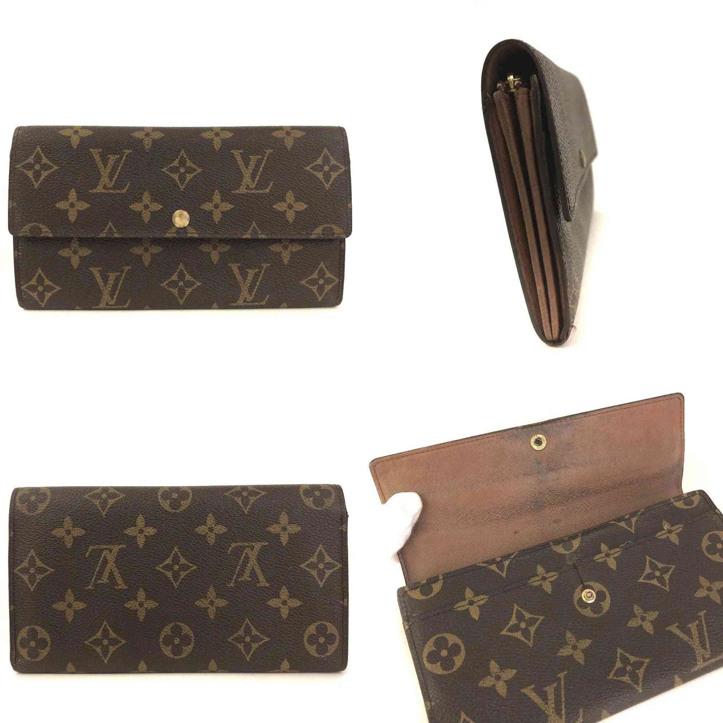 $720 Louis Vuitton Monogram Portefeiulle Sarah Long Bifold Wallet Brown CA0936