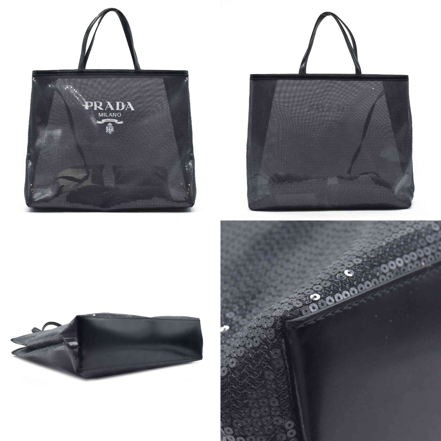 $2100 Prada Enameled Metal Triangle Sequin Tote Bag
