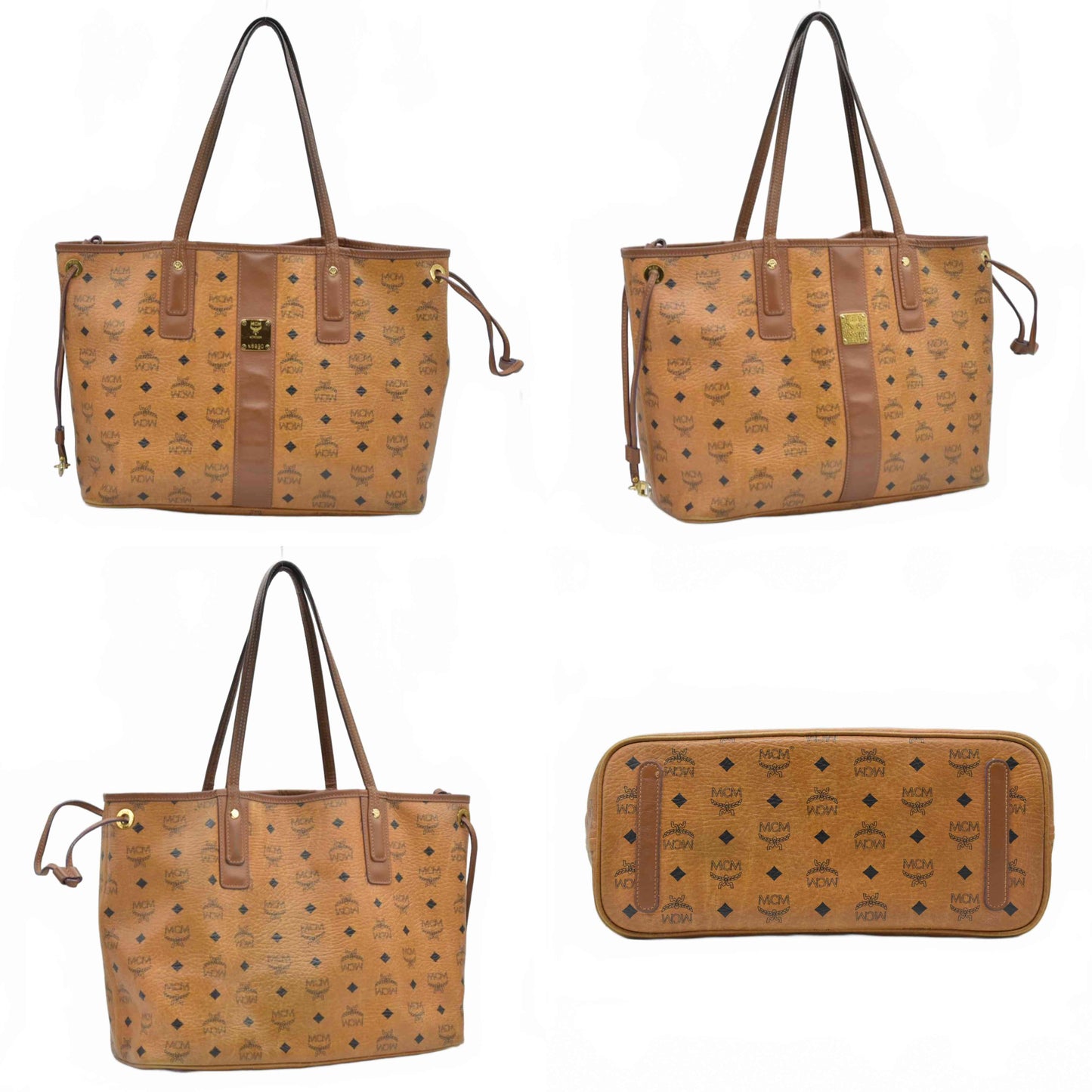 $730 MCM Medium Liz Reversible Tote Cognac