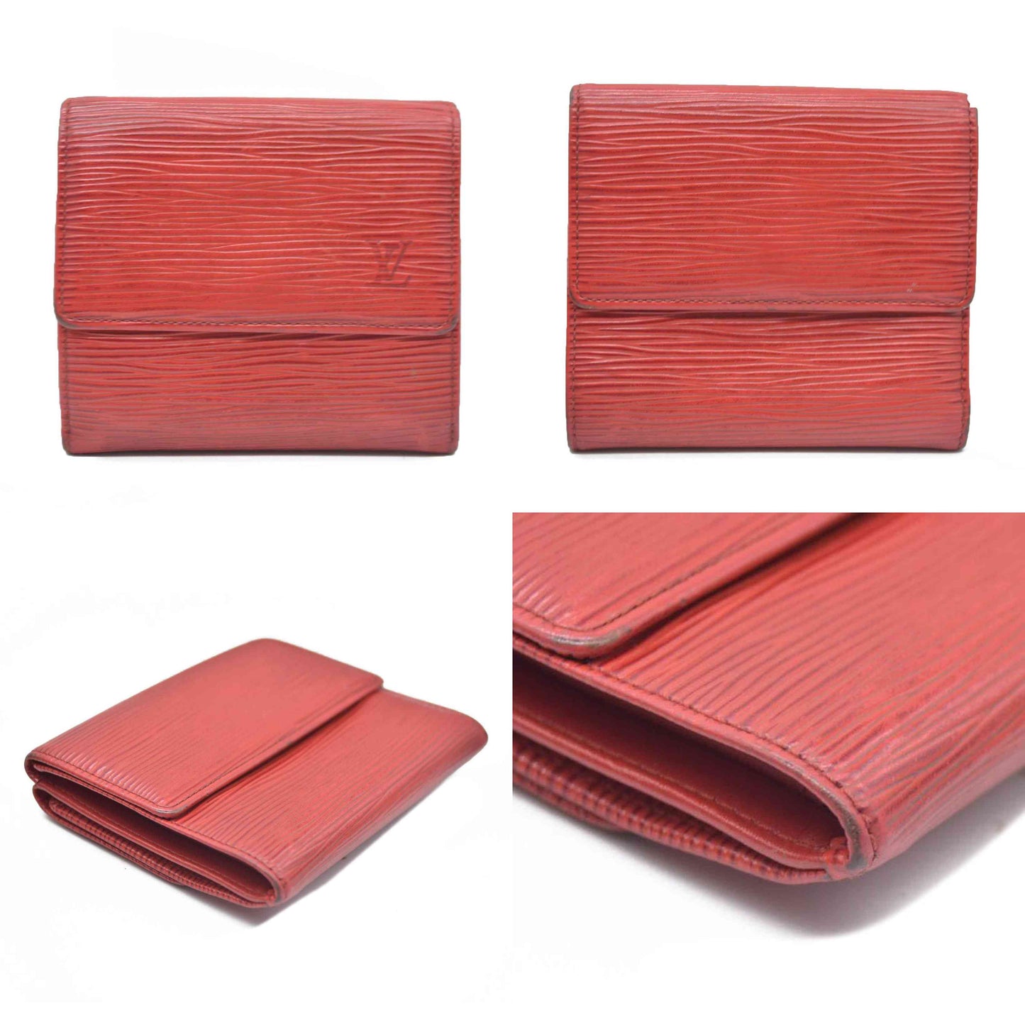 AUCTION $650 Louis Vuitton  Epi Elise Wallet Castillan Red