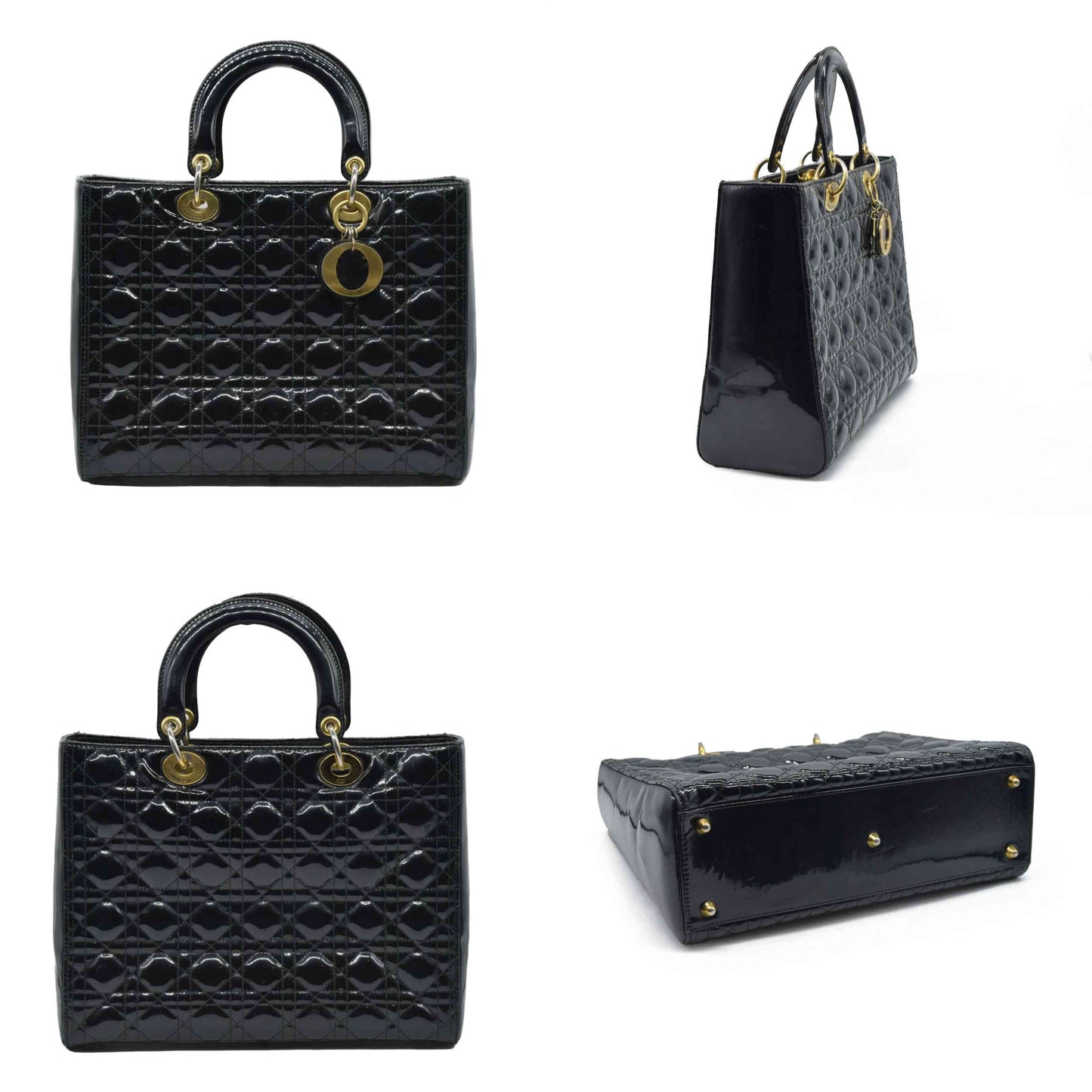 $6460 Christian Dior  Patent Cannage Large Lady Dior Black