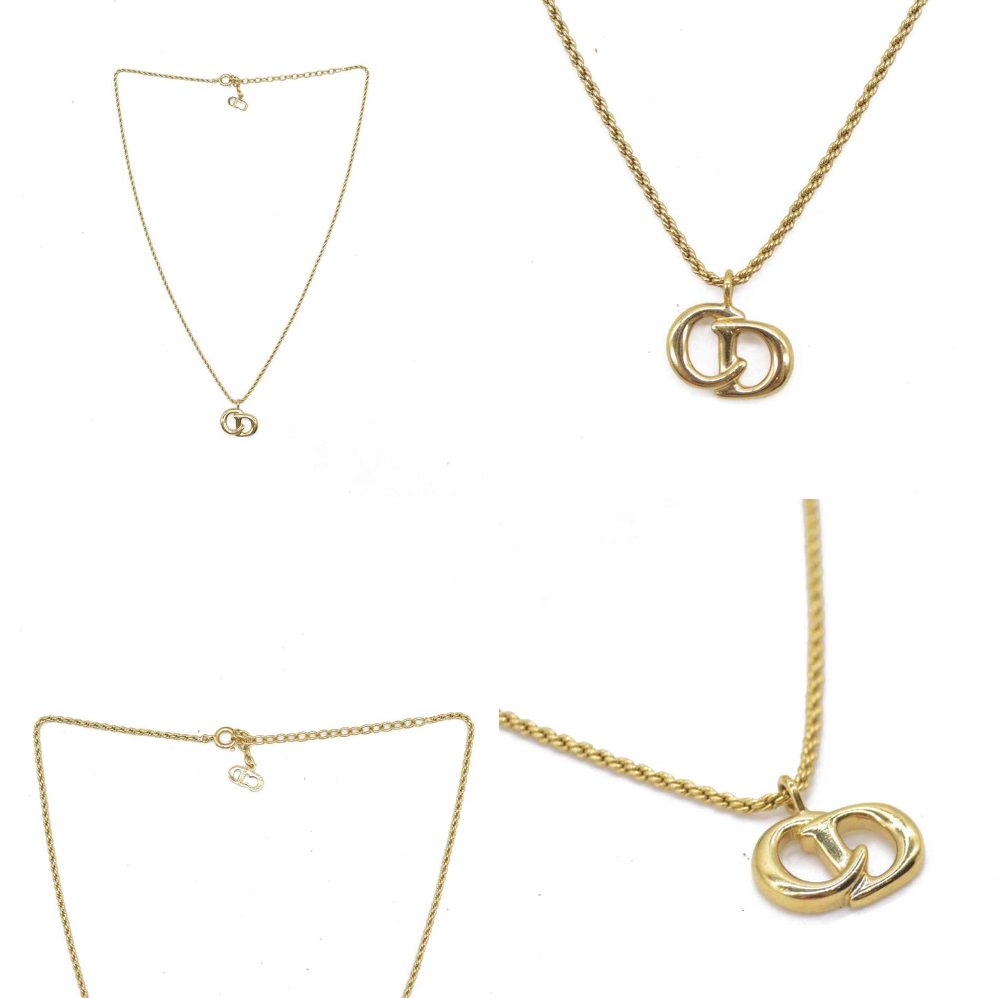 $600 Dior CD Logo Pendant Necklace Gold Plated