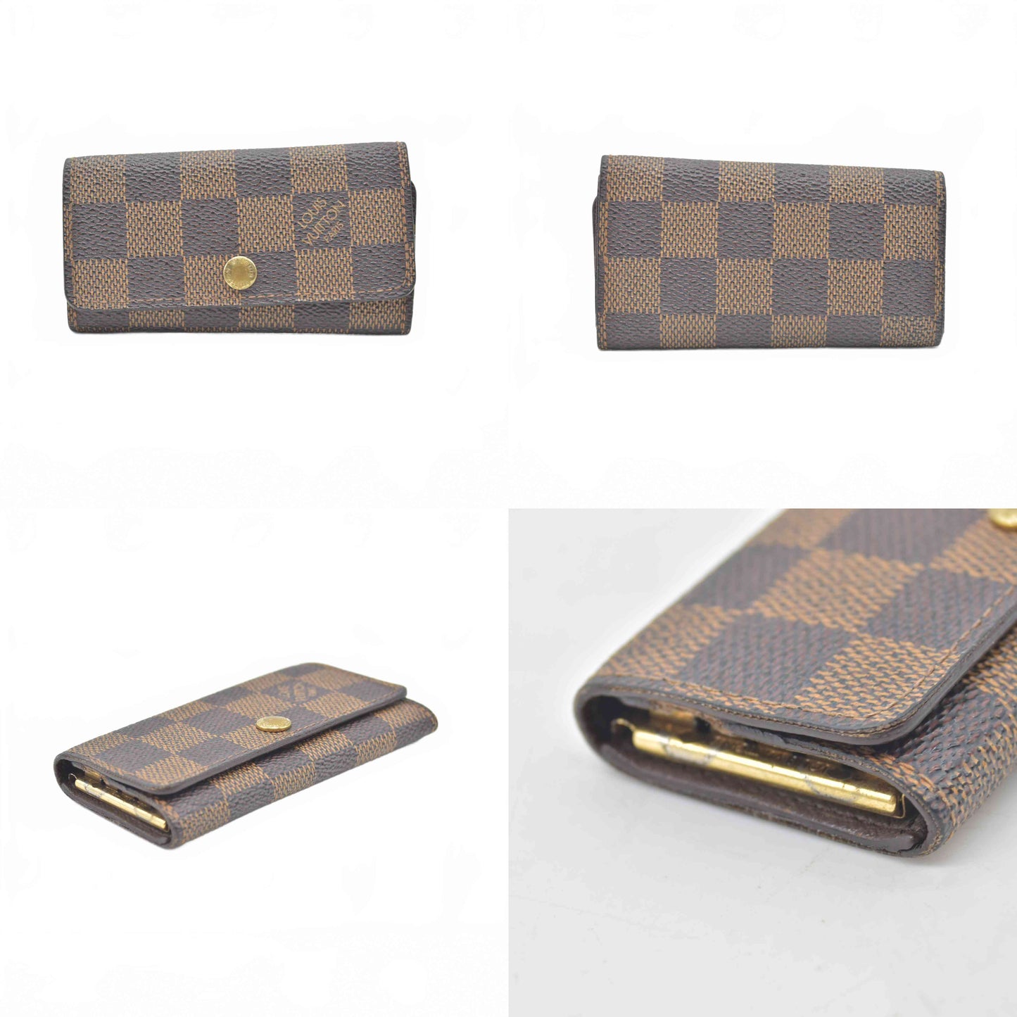$345 2004 Louis Vuitton Damier Ebene Multicles 4 Key Holder TH1014