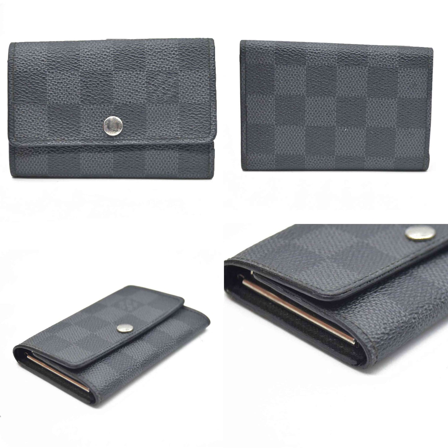AUCTION $345 Louis Vuitton Damier Graphite Multicles 6 Ring Key Case Black CT3009