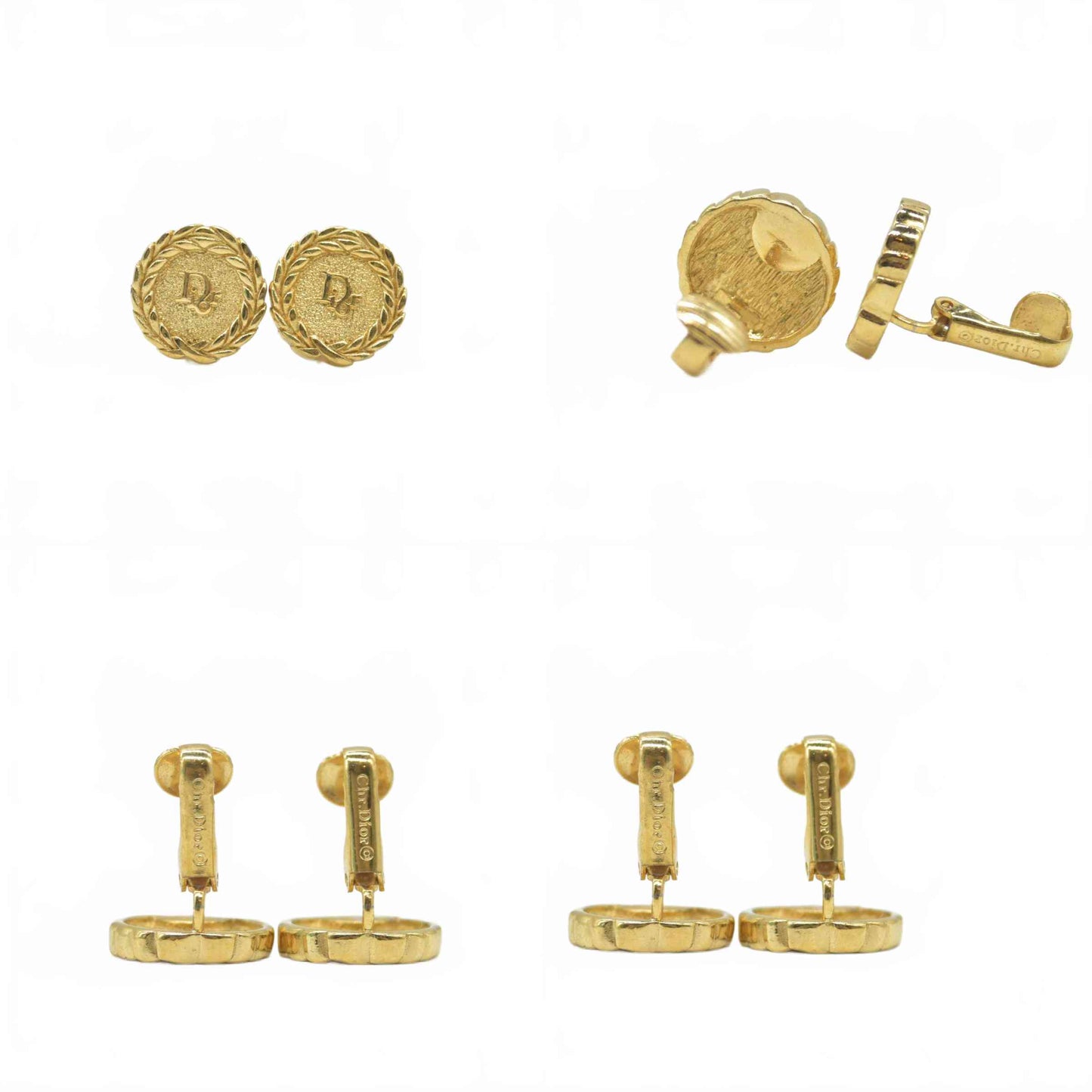 $580 Dior Logo Round Earring Women Clip On CONSIGNMENT