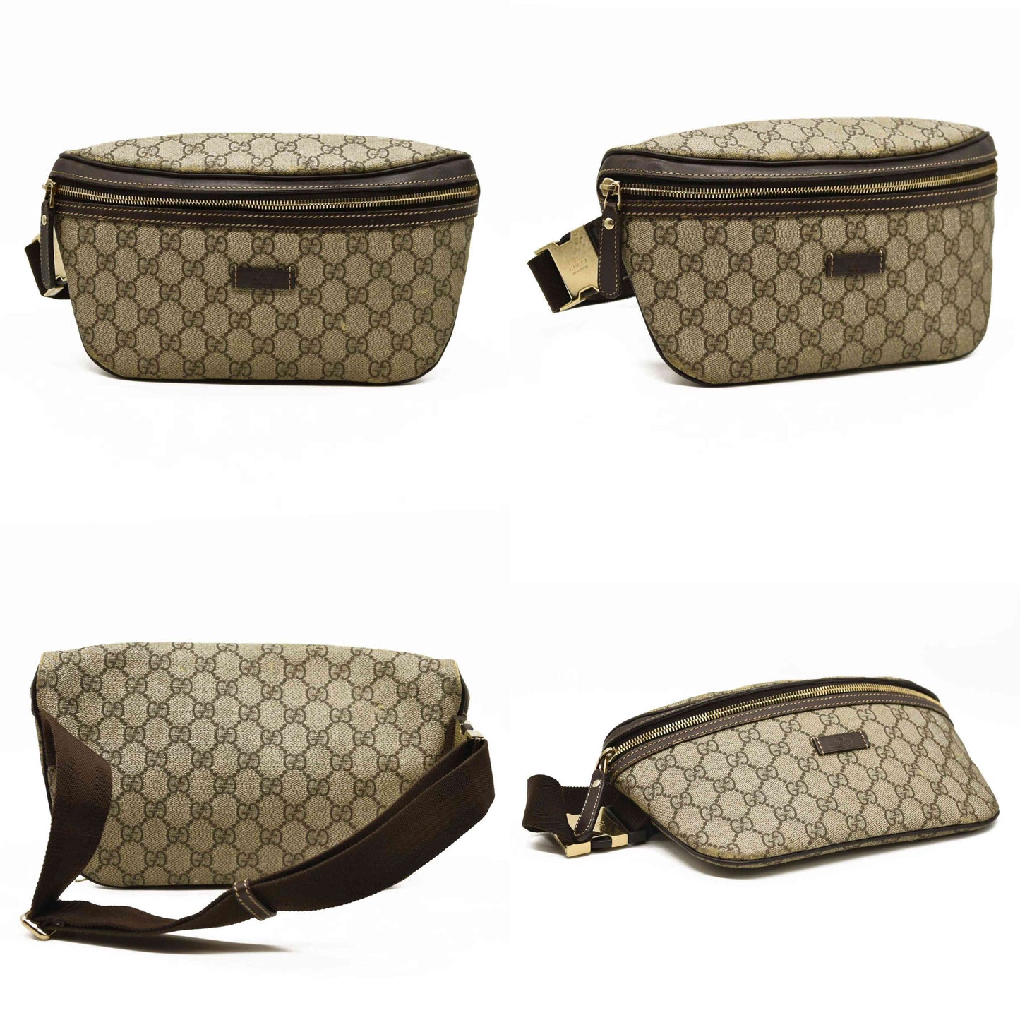 Gucci  GG Supreme Monogram Belt Bag Dark Brown