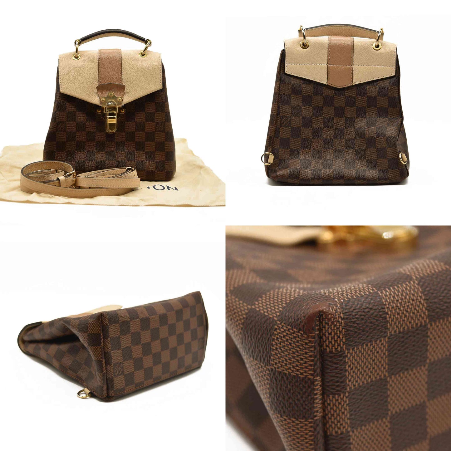 Louis Vuitton  Damier Ebene Clapton Backpack Creme