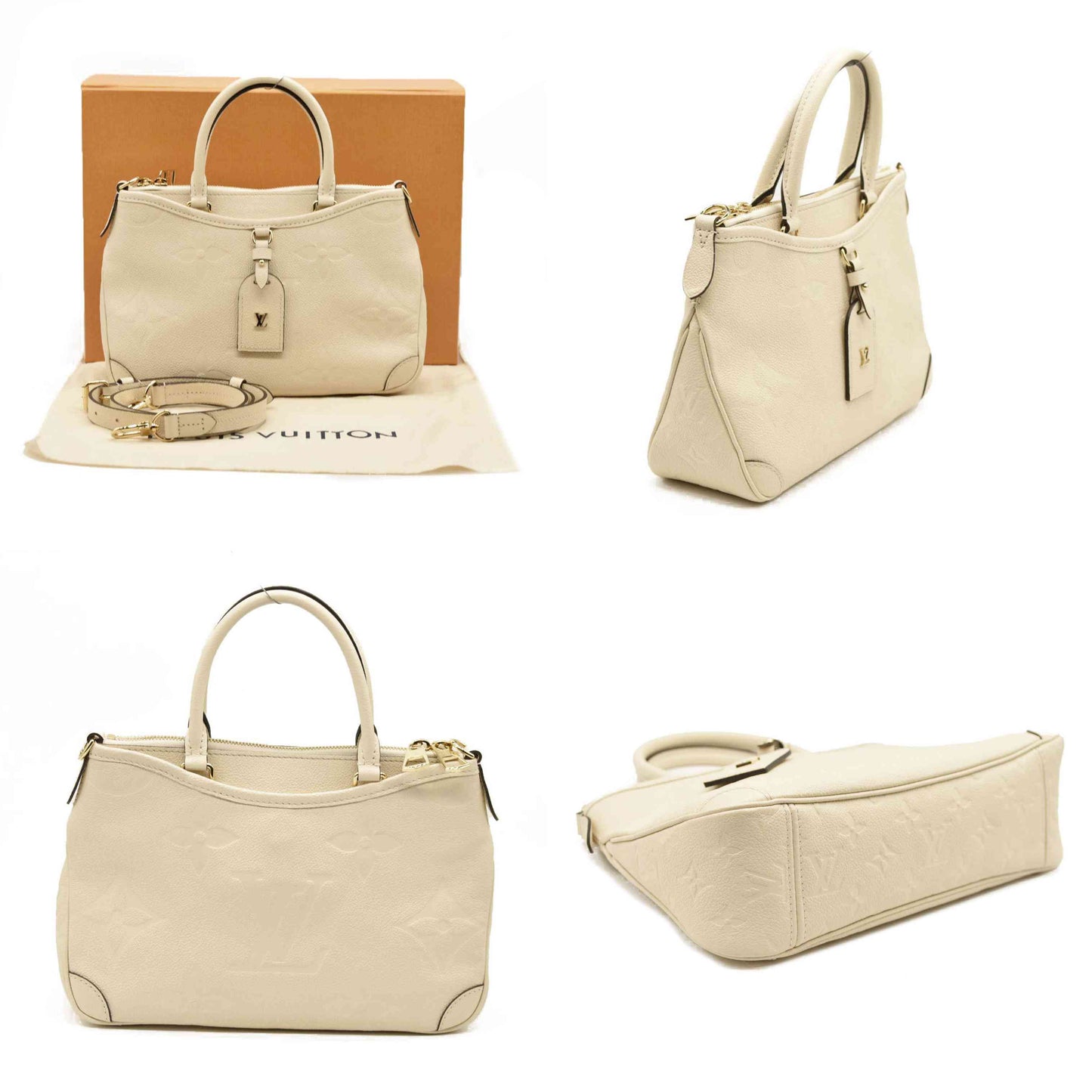 LOUIS VUITTON Trianon PM Monogram Emprreinte Handbag Creme