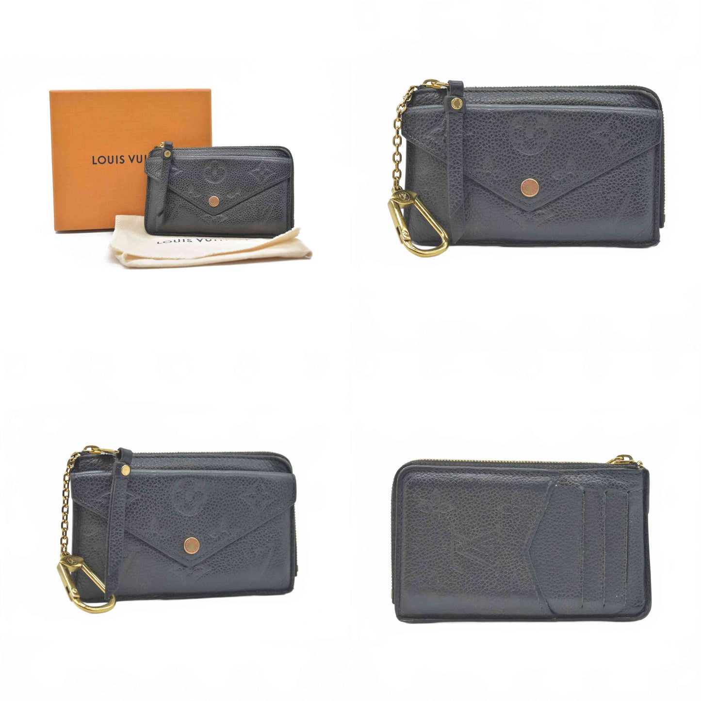 $840 Louis Vuitton  LV Monogram Empreinte Leather Card Holder Recto Verso