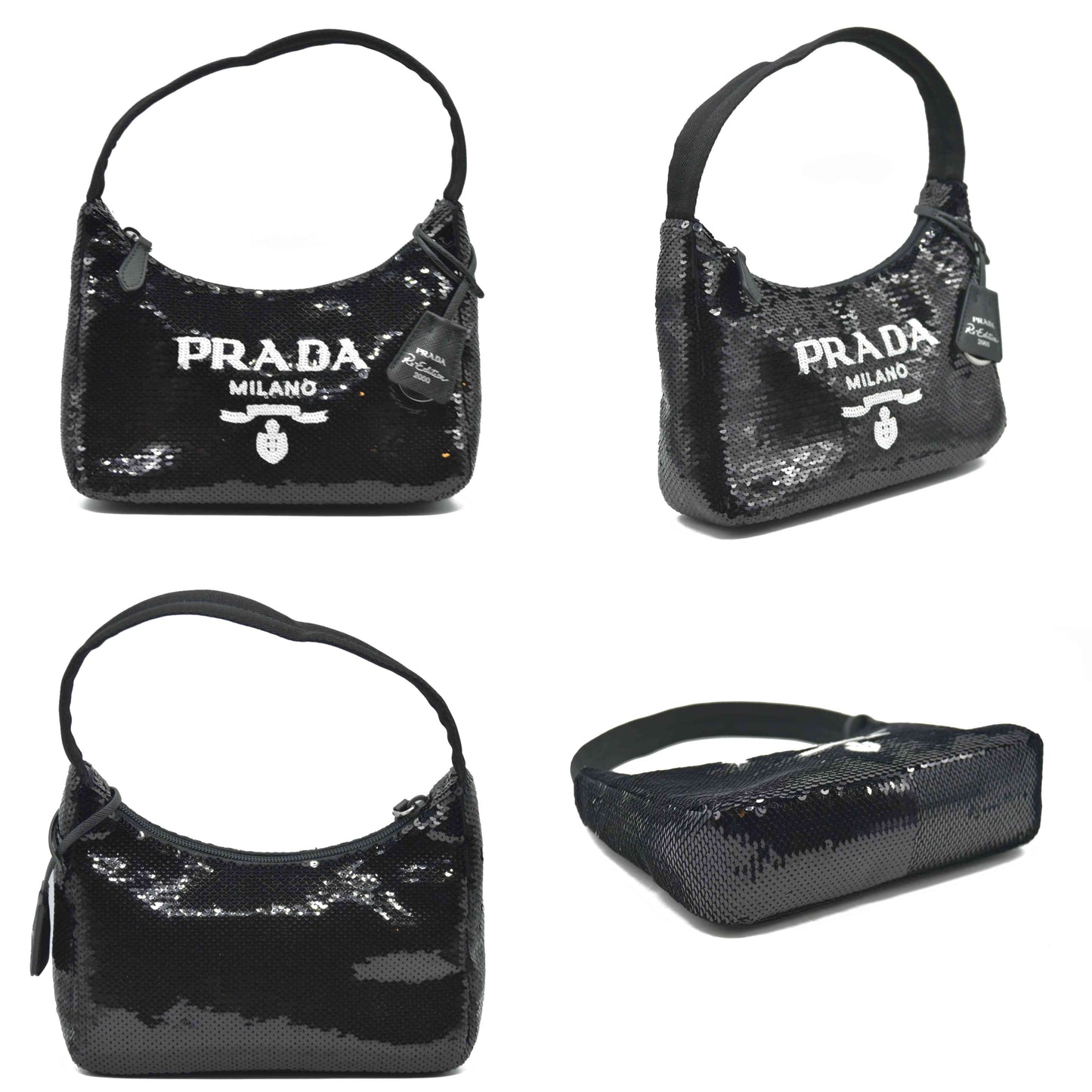 $2300 Prada Re-Edition 2000 Hobo Sequins Mini