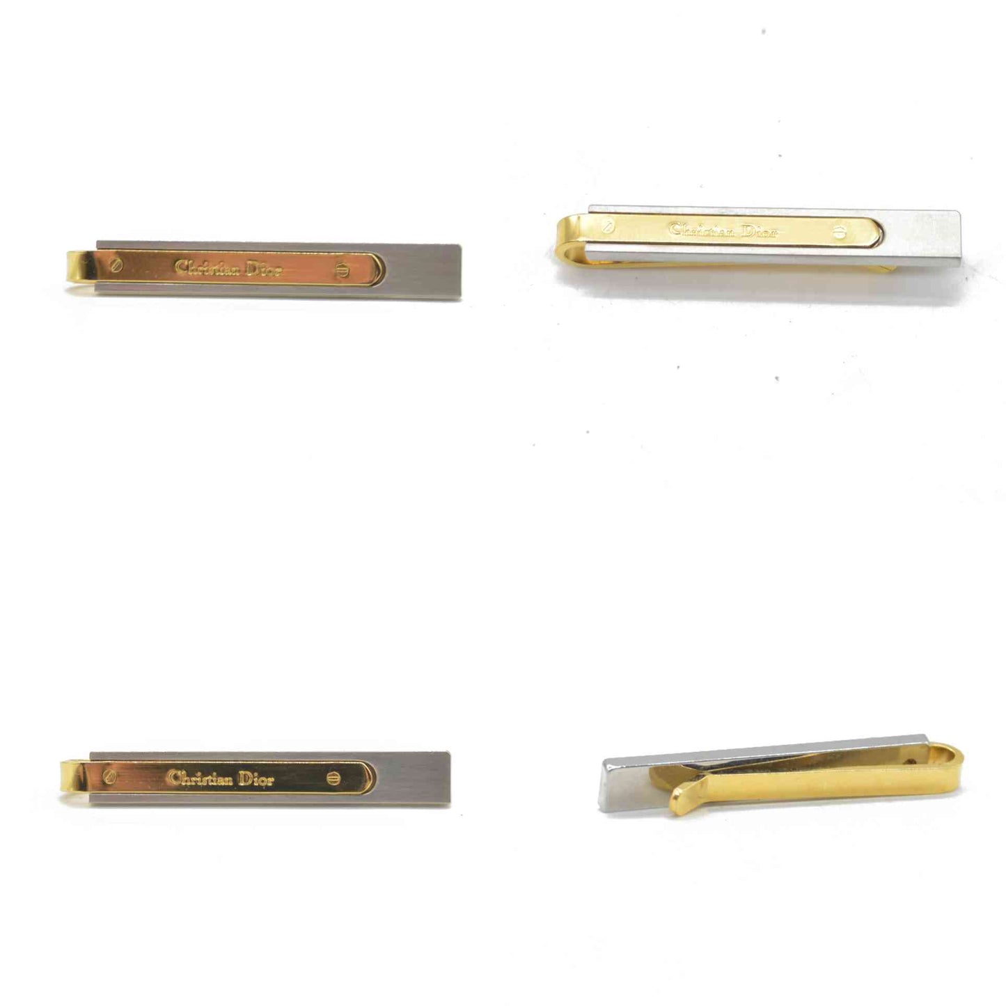 $680 Dior Tie Clips Gold and Silver