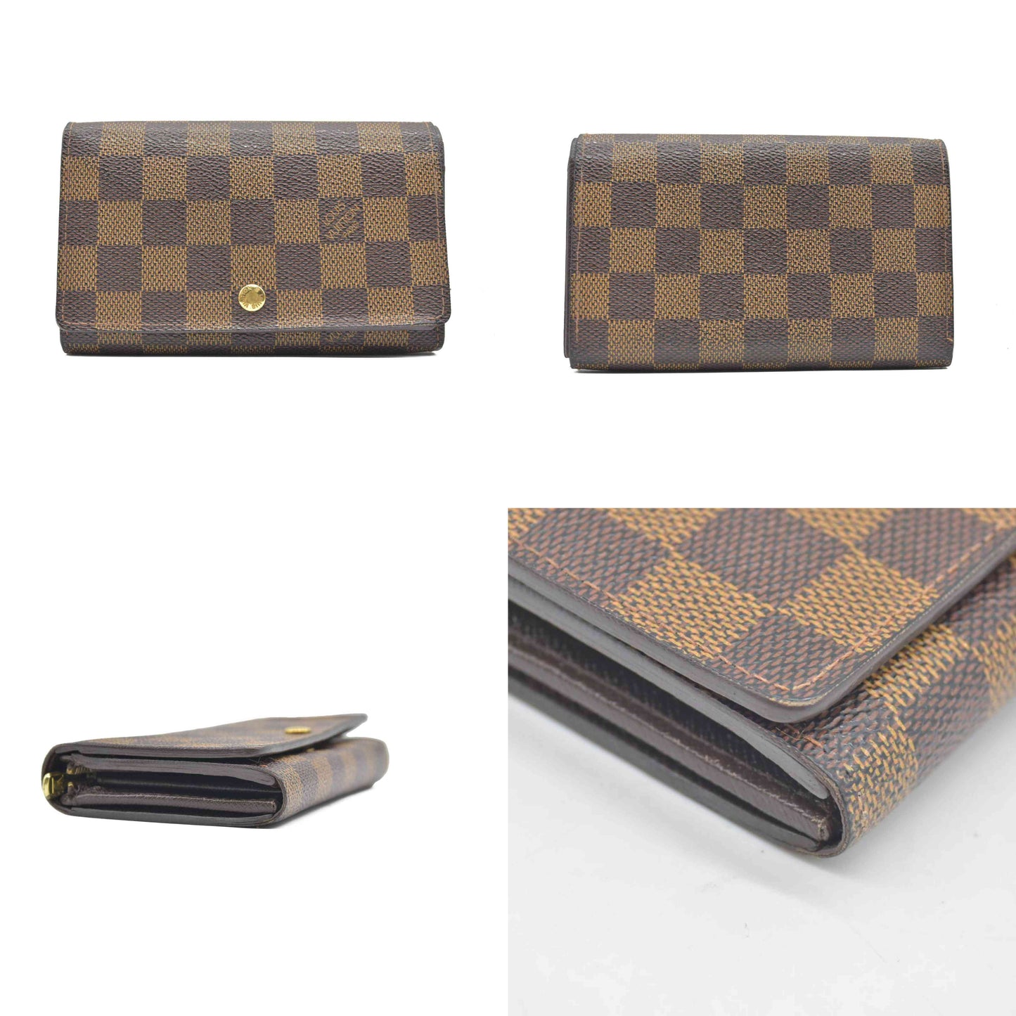 $550 2001 Louis Vuitton Damier Ebene Porte-Monnaie Tresor Wallet CA1001 CONSIGNMENT