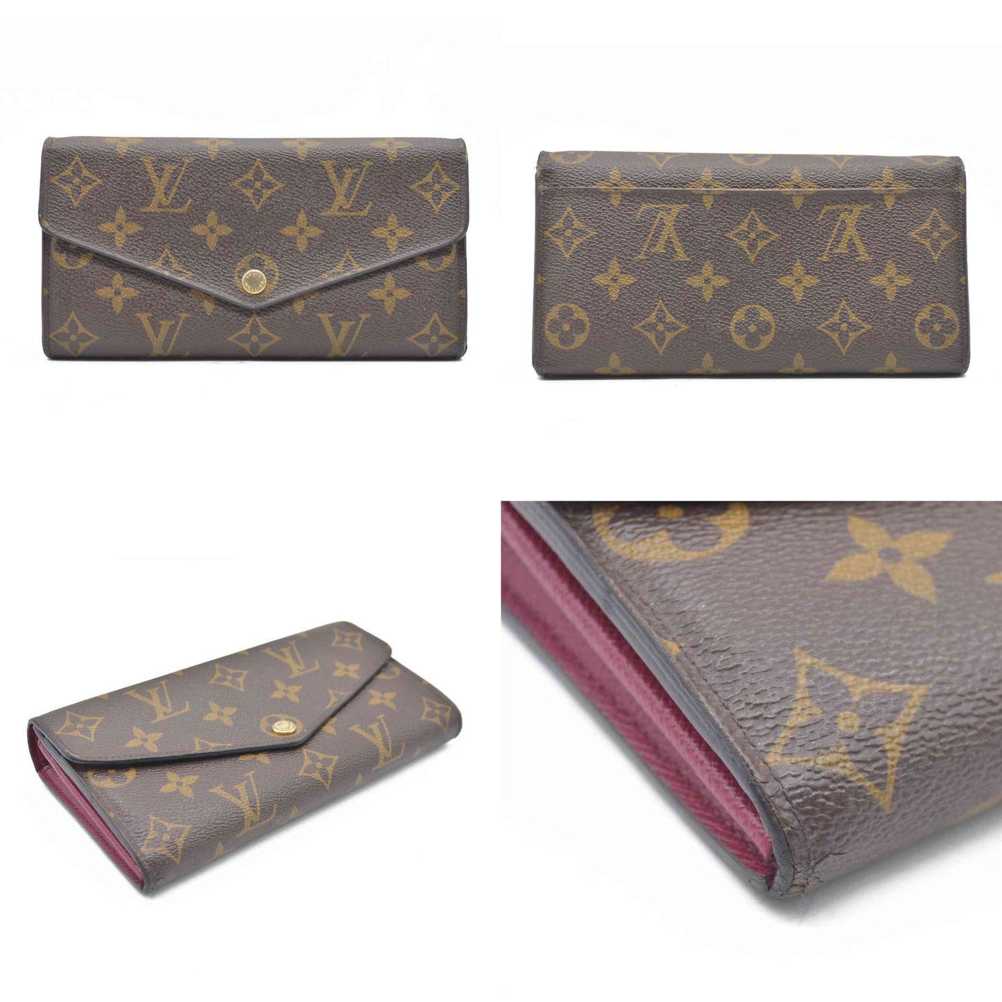 $770 Louis Vuitton Monogram Portefeiulle Sarah Long Bifold Wallet Brown