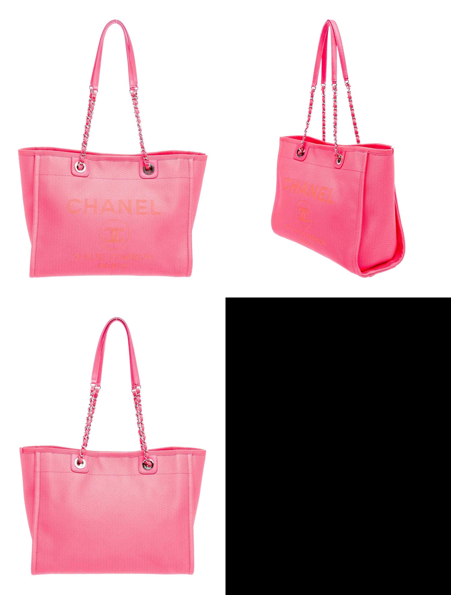 $3500 Chanel  Mixed Fibers Calfskin Medium Deauville Tote Pink Orange
