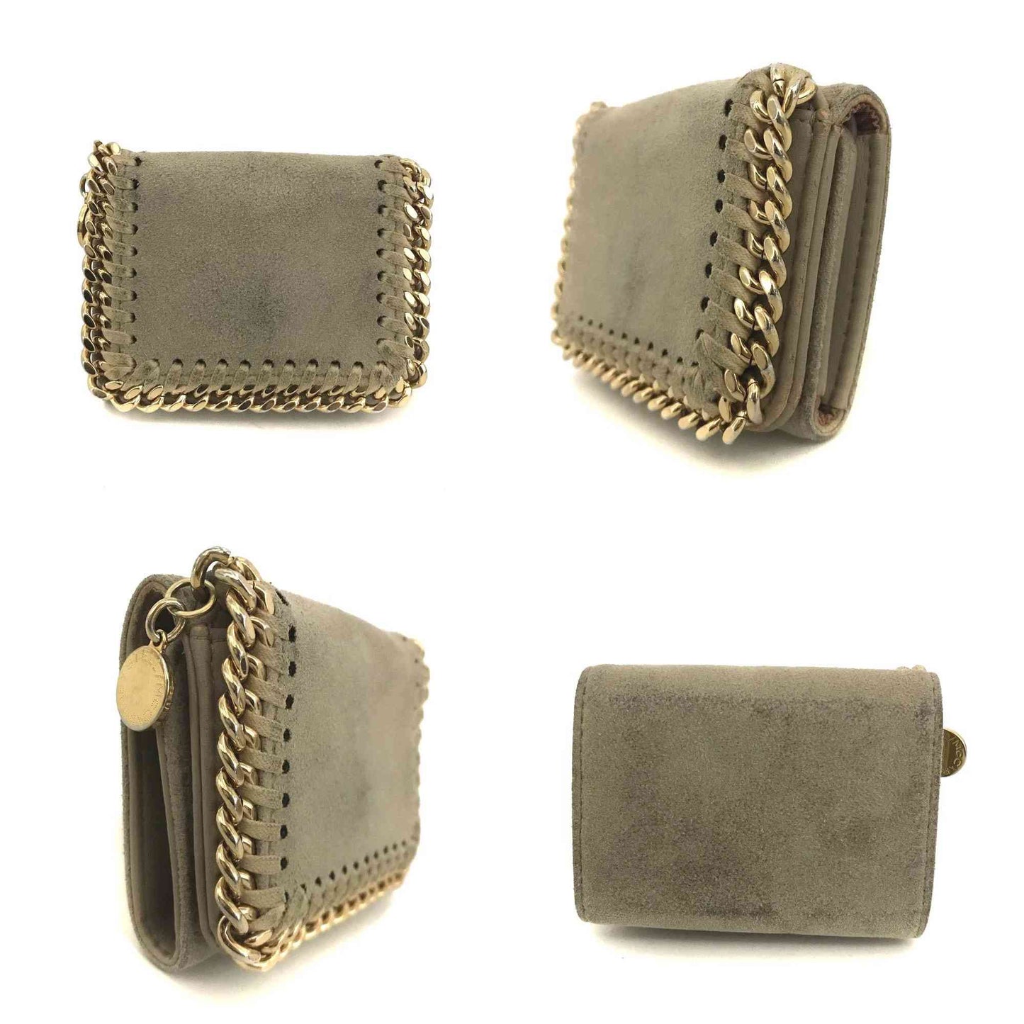 $495 Stella McCartney Falabella Vegan Leather Trifold Wallet Beige