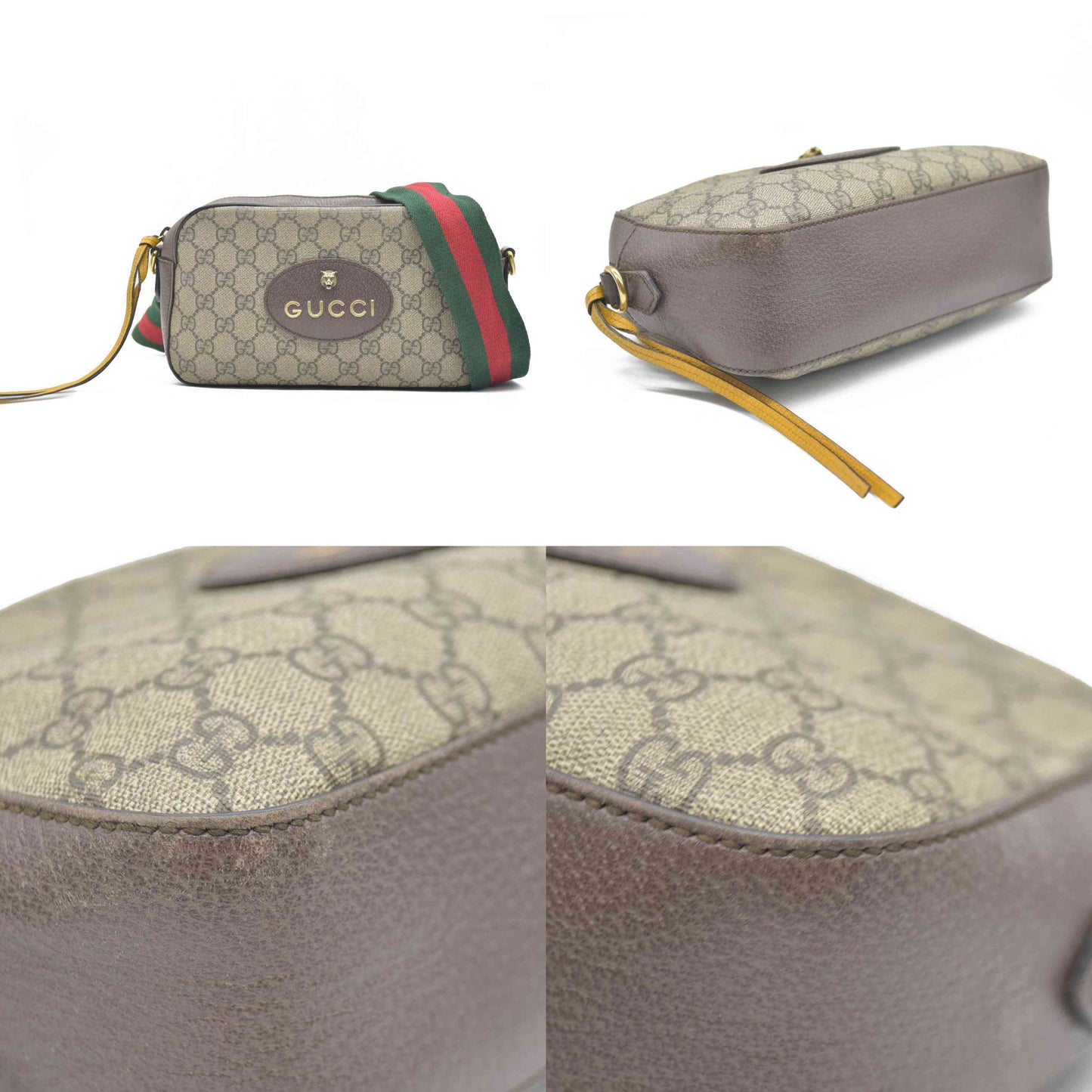 Gucci  GG Supreme Monogram Web Neo Vintage Shoulder Bag Beige New Acero Crop