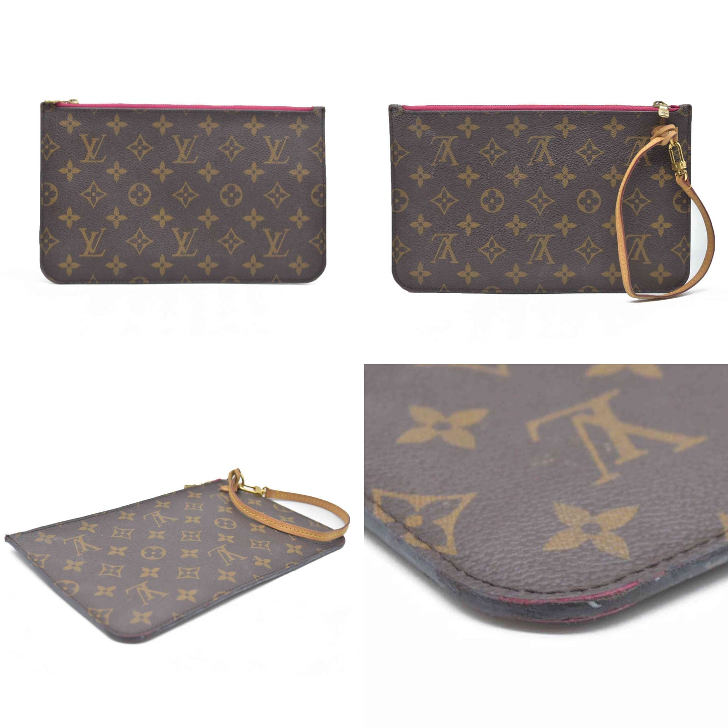 AUCTION $600 Louis Vuitton  Monogram Neverfull MM GM Pochette Pivoine CA3186