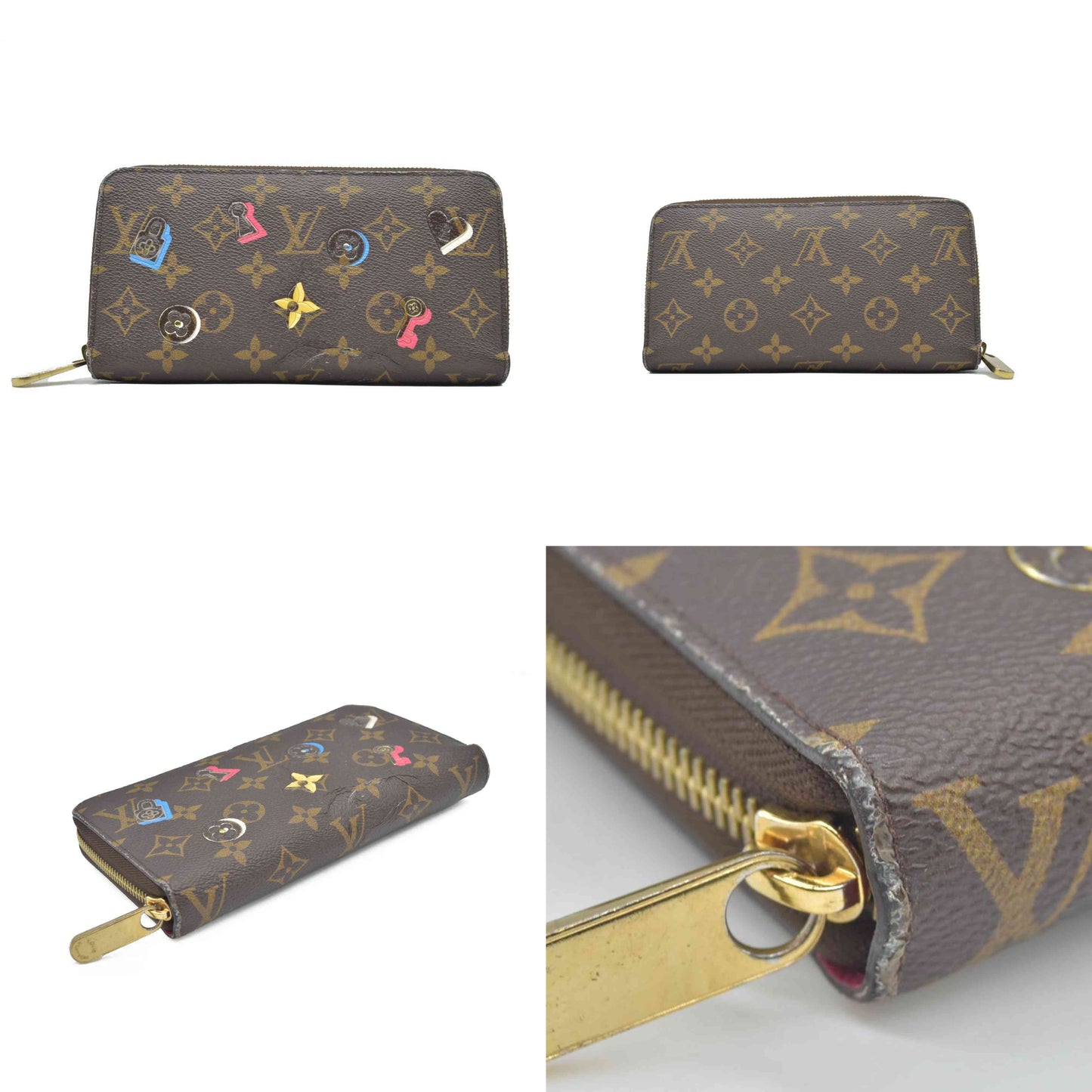 $915 2019 LOUIS VUITTON Monogram Love Lock Zippy Wallet CONSIGNMENT MI0159