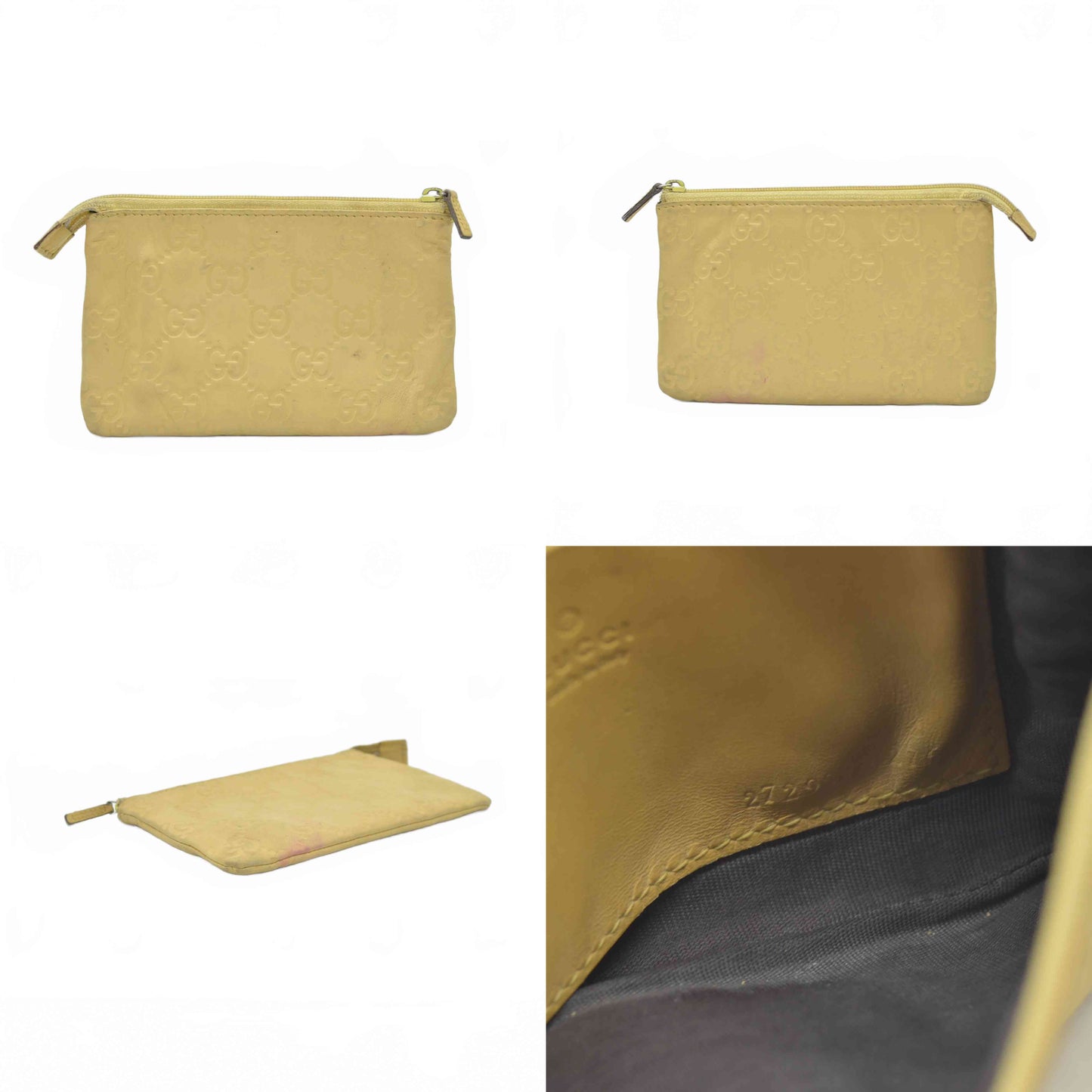 $395 Gucci Guccissima Yellow Leather Zip Pouch