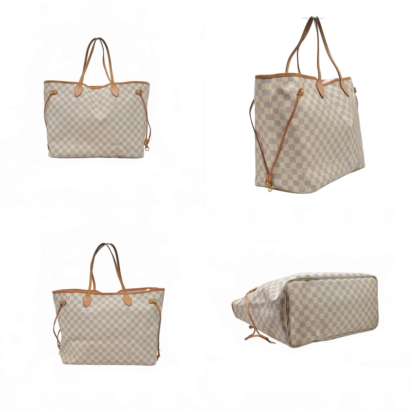 $2240 Louis Vuitton Damier Azur Rose Ballerine Neverfull GM FL4188
