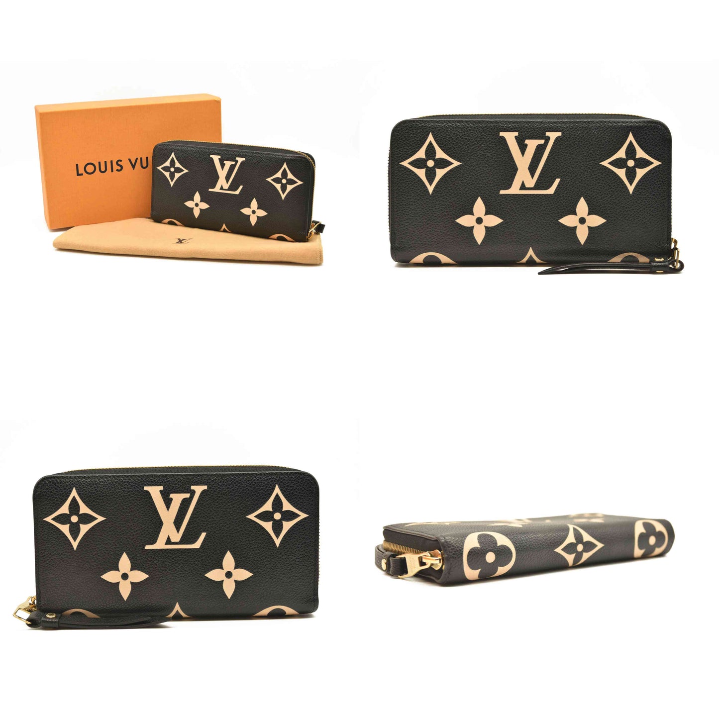 LOUIS VUITTON Empreinte Monogram Giant Zippy Wallet Black Beige