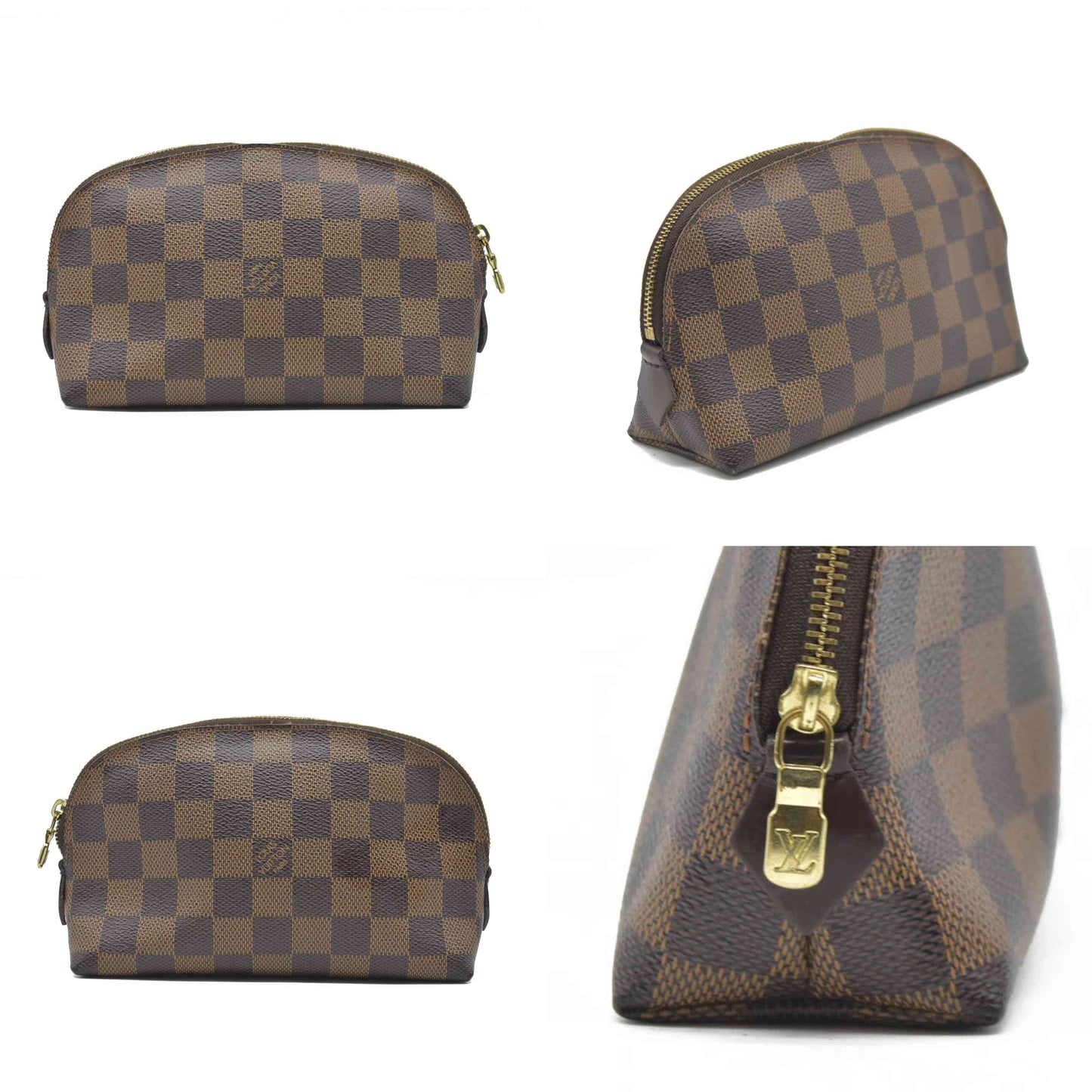 $600 Louis Vuitton Damier Ebene Pochette Demi Ronde Cosmetics Pouch CA0096 2006