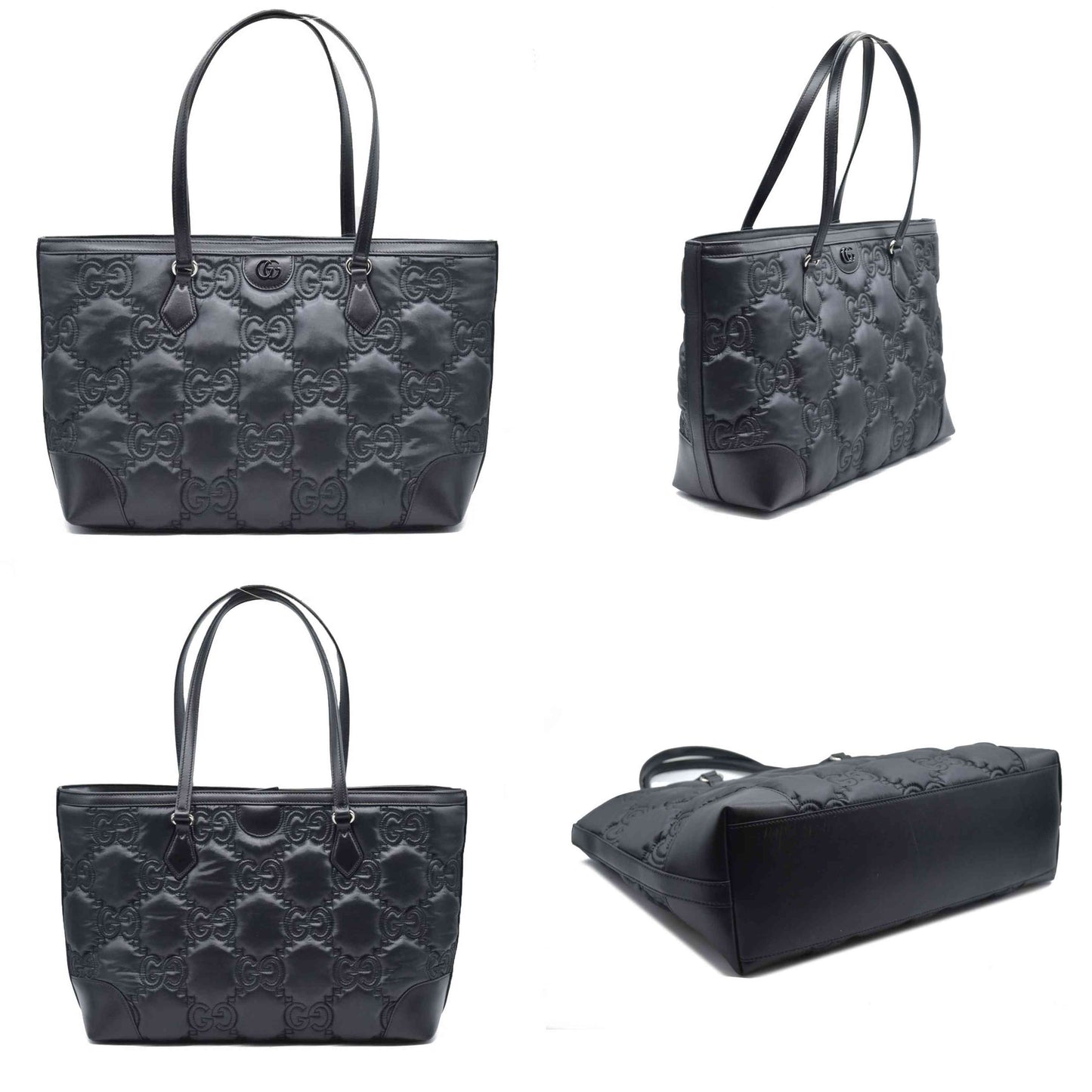 $2750 Gucci  Calfskin GG Matelasse Medium Ophidia Shopping Tote Black