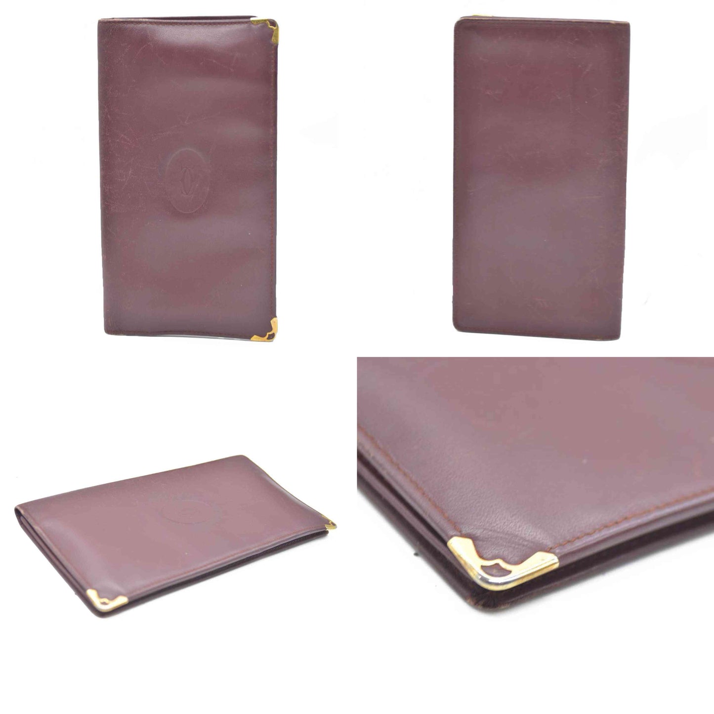 Must de Cartier Leather Bifold Long Wallet Bordeaux