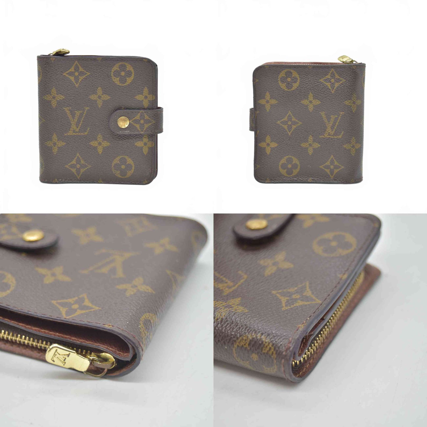 $590 2000 Louis Vuitton Monogram Compact Zippe Zipped Wallet CA0090 CONSIGNMENT