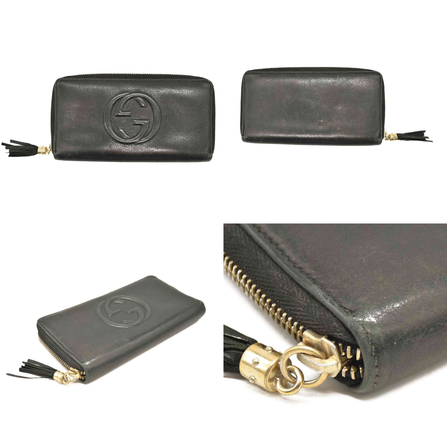 Gucci  Pebbled Calfskin Soho Zip Around Wallet Black