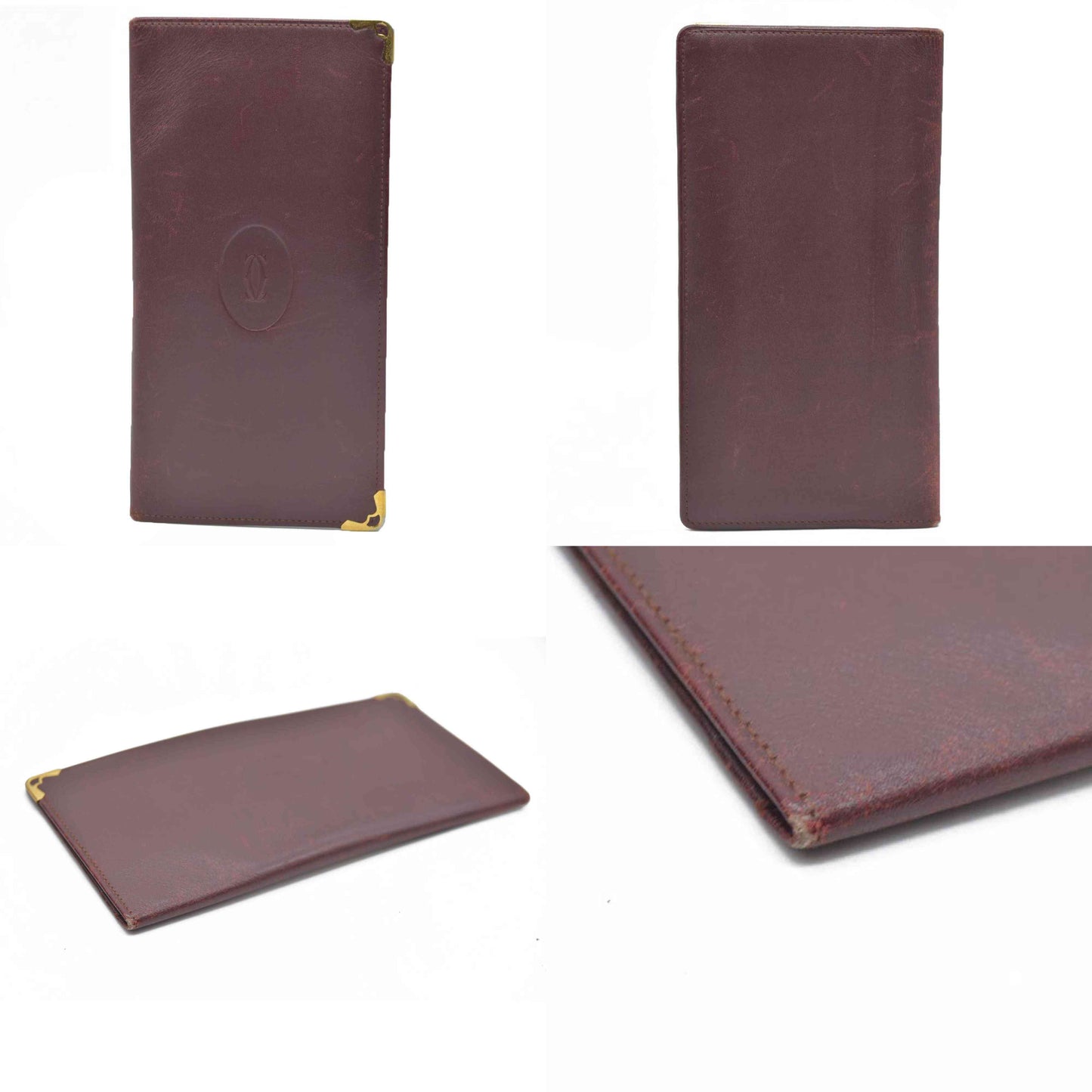 Cartier Vintage Burgundy Bifold Leather Wallet