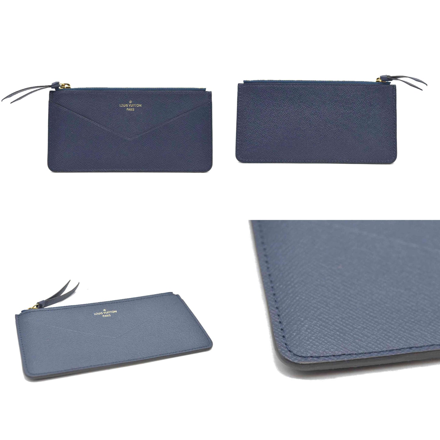 Louis Vuitton  Calfskin Jeanne Wallet Zippered Insert Dark Blue