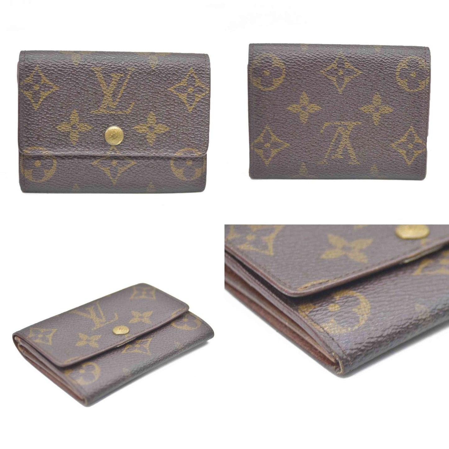 AUCTION $430 LOUIS VUITTON Monogram Plat Bifold Wallet Coin Case