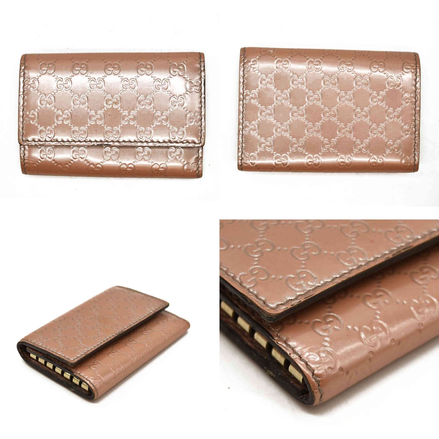 GUCCI Ssima GG Logo Patent Leather 6 Ring Key Case