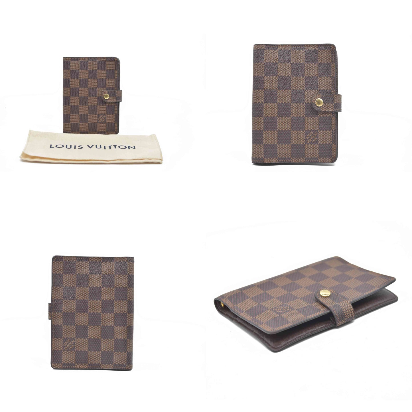 $505 LOUIS VUITTON Damier Ebene Agenda PM Day Planner Notebook Cover RFID