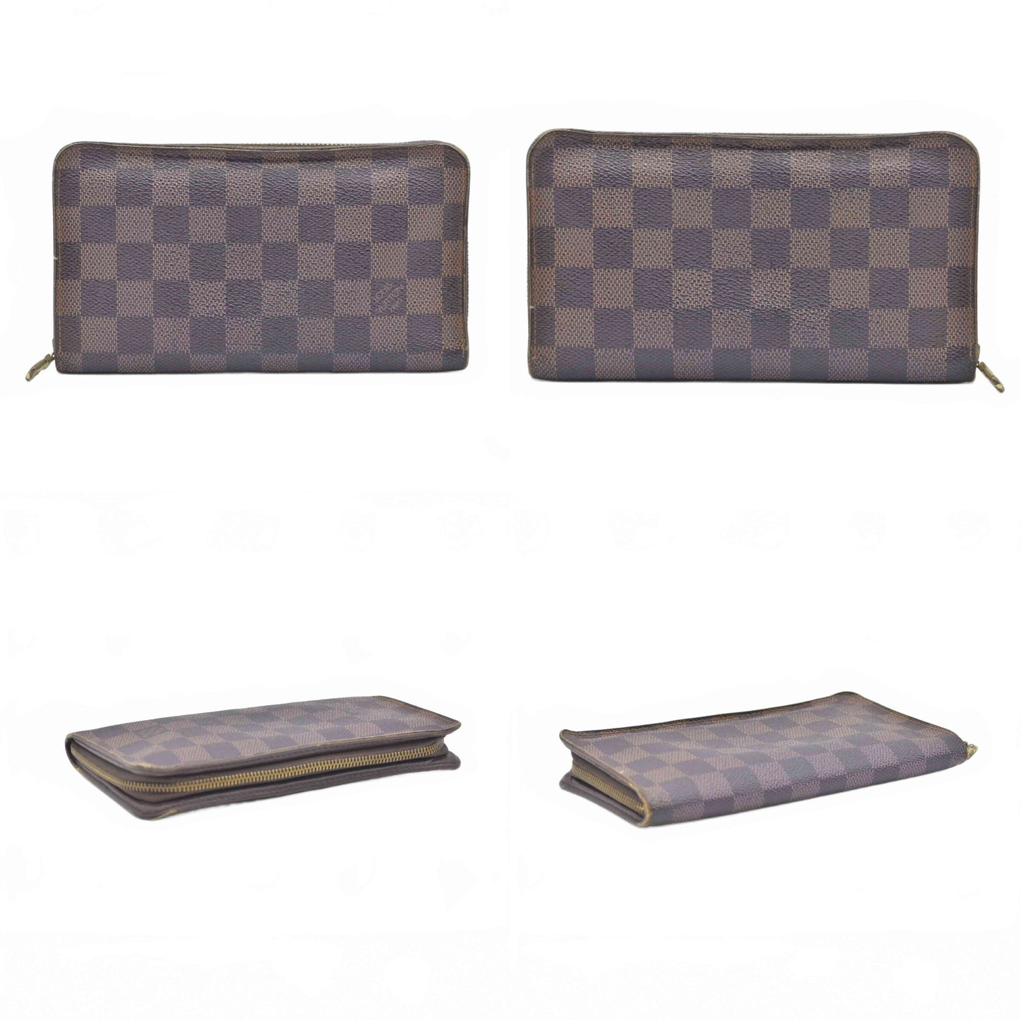 $915 Louis Vuitton Damier Porte Monnaie Zippy Long Wallet Brown CA0040
