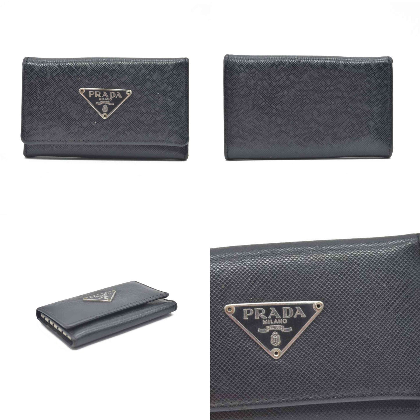 Prada Prada Black Saffiano Leather Key Case Holder