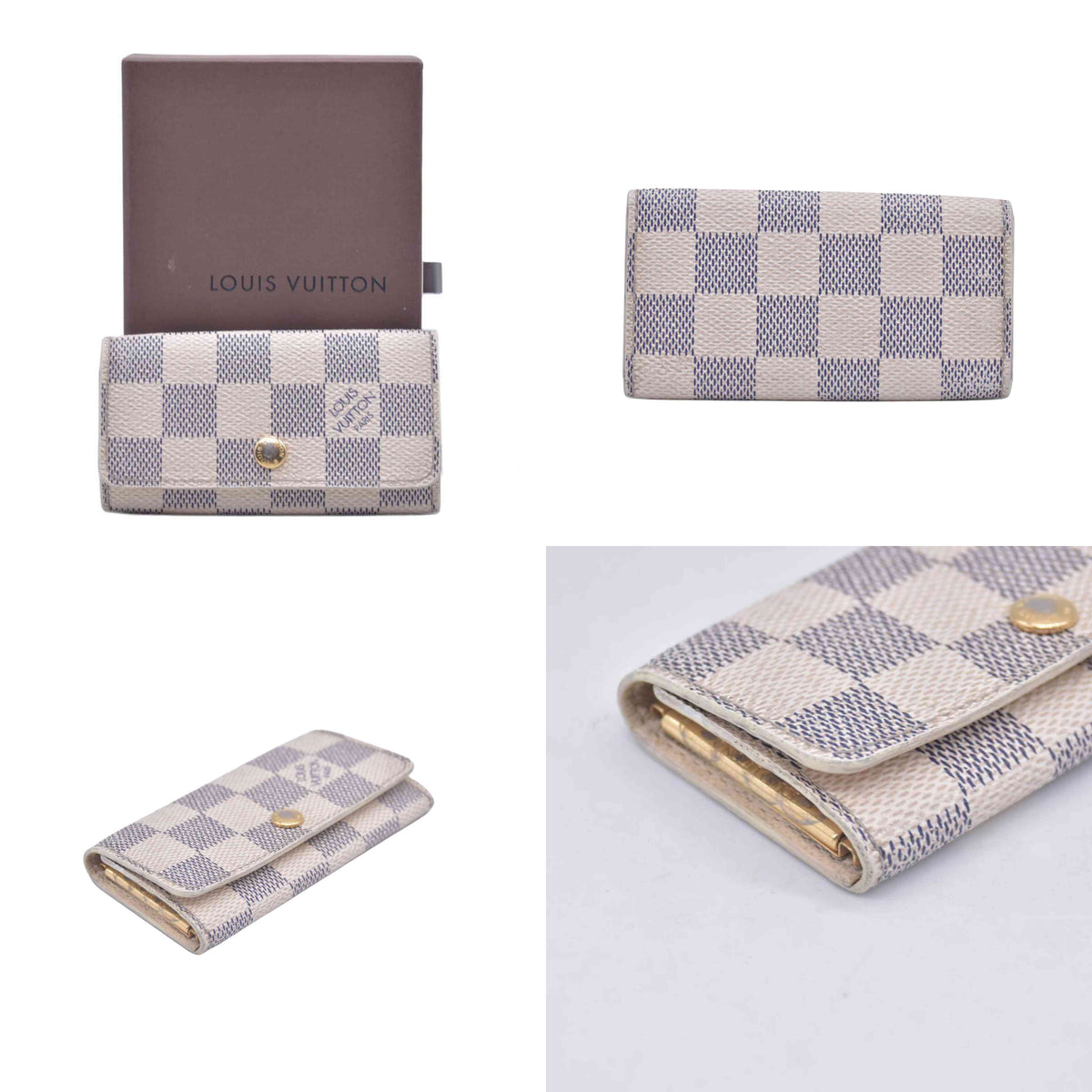 $345 2007 Louis Vuitton Damier Azur Multicles 4 Key Holder FL2027 CONSIGNMENT 10021073