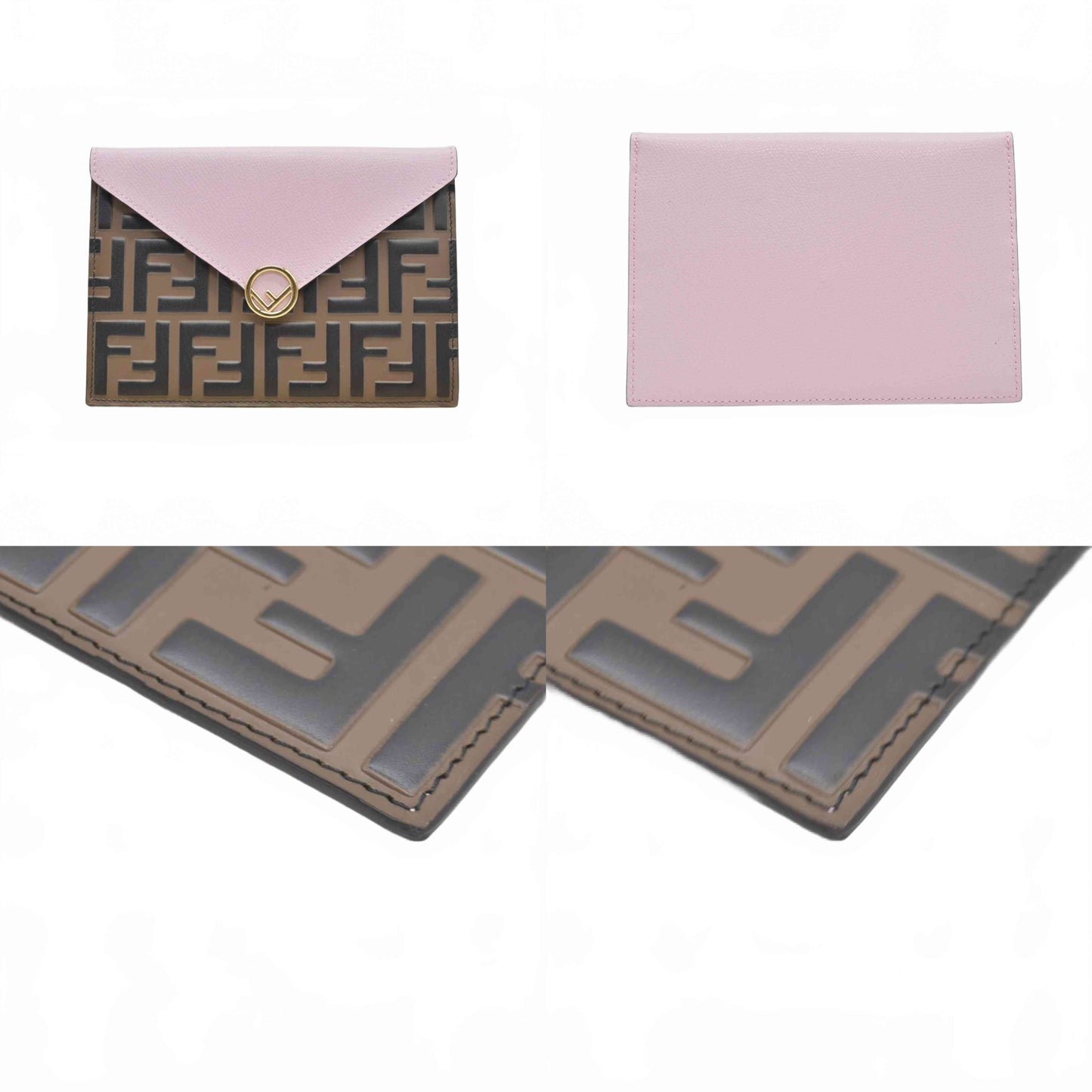 $850 Fendi Vitello Cruise F is Fendi Bi-Color FF 1974 Embossed Envelope